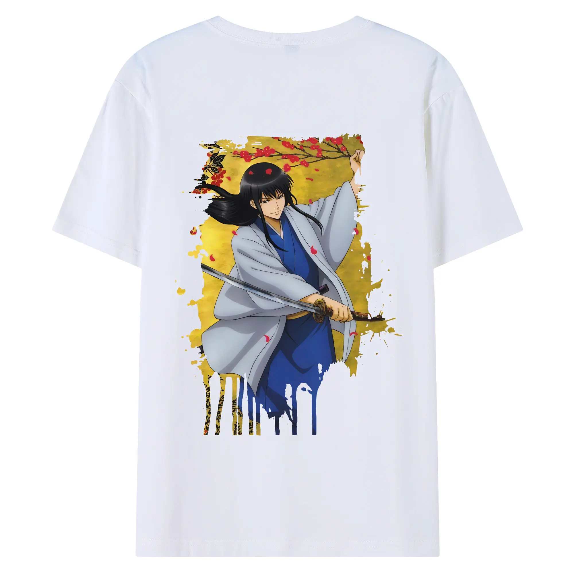 銀魂 グッズ 桂 小太郎 - 綿100％ 半袖Tシャツ ・ バックプリント ・ 快適 通気性 ・ 日常使い 散歩 スポーツ用