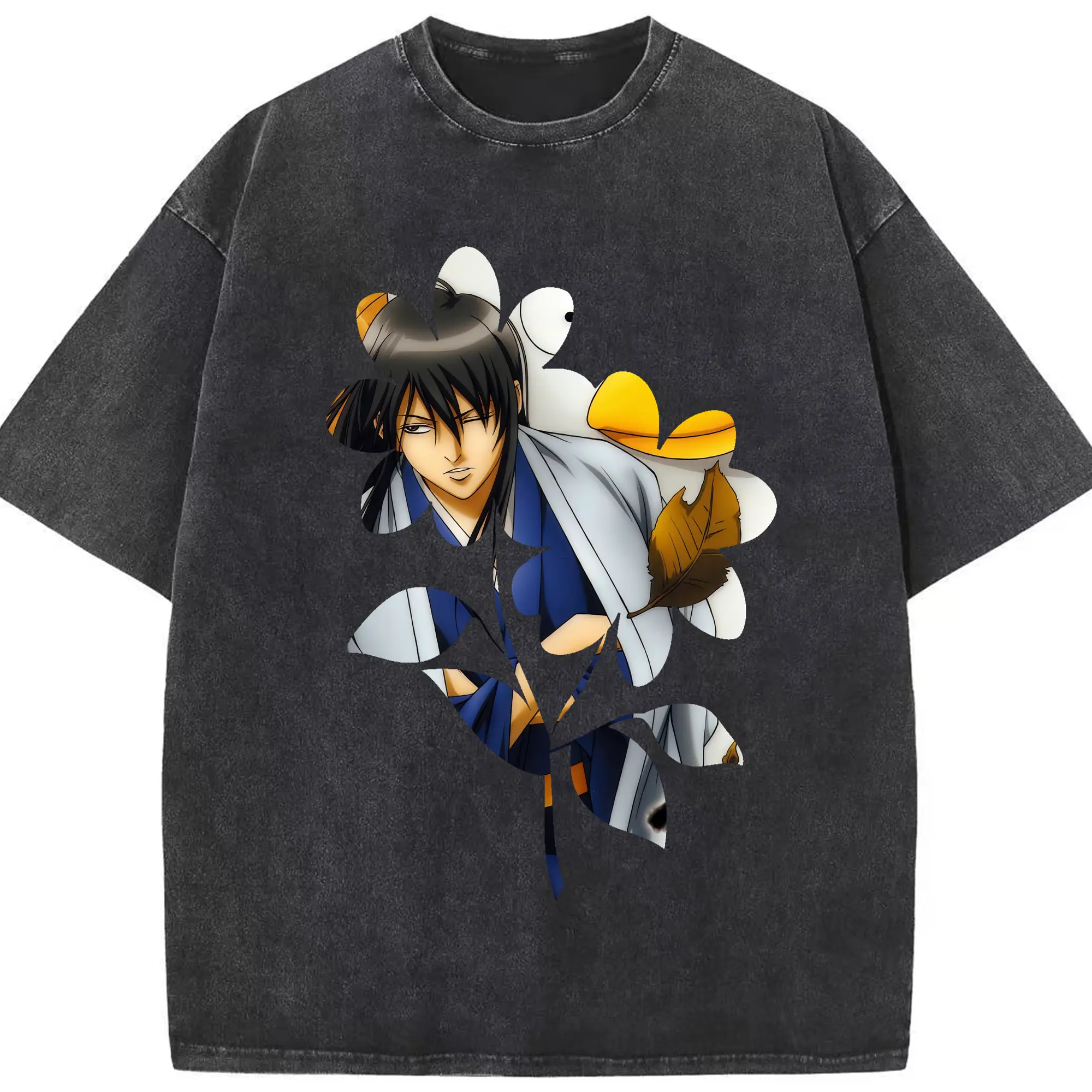 銀魂 グッズ 桂 小太郎 - 綿100％ ヴィンテージ風 半袖Tシャツ ・ フロントプリント ・ 柔らか肌触り ・ 通気性 快適 ・ スポーツ カジュアル 外出用