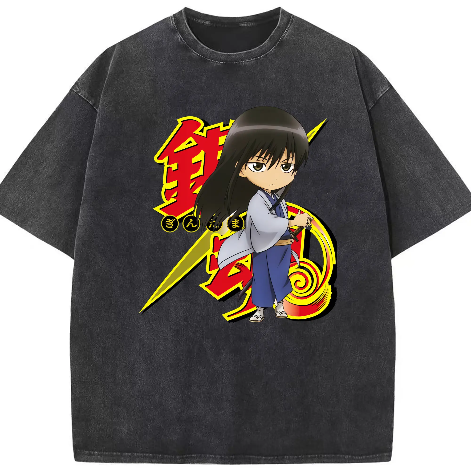 銀魂 グッズ 桂 小太郎 - 綿100％ ヴィンテージ風 半袖Tシャツ ・ フロントプリント ・ 柔らか肌触り ・ 通気性 快適 ・ スポーツ カジュアル 外出用