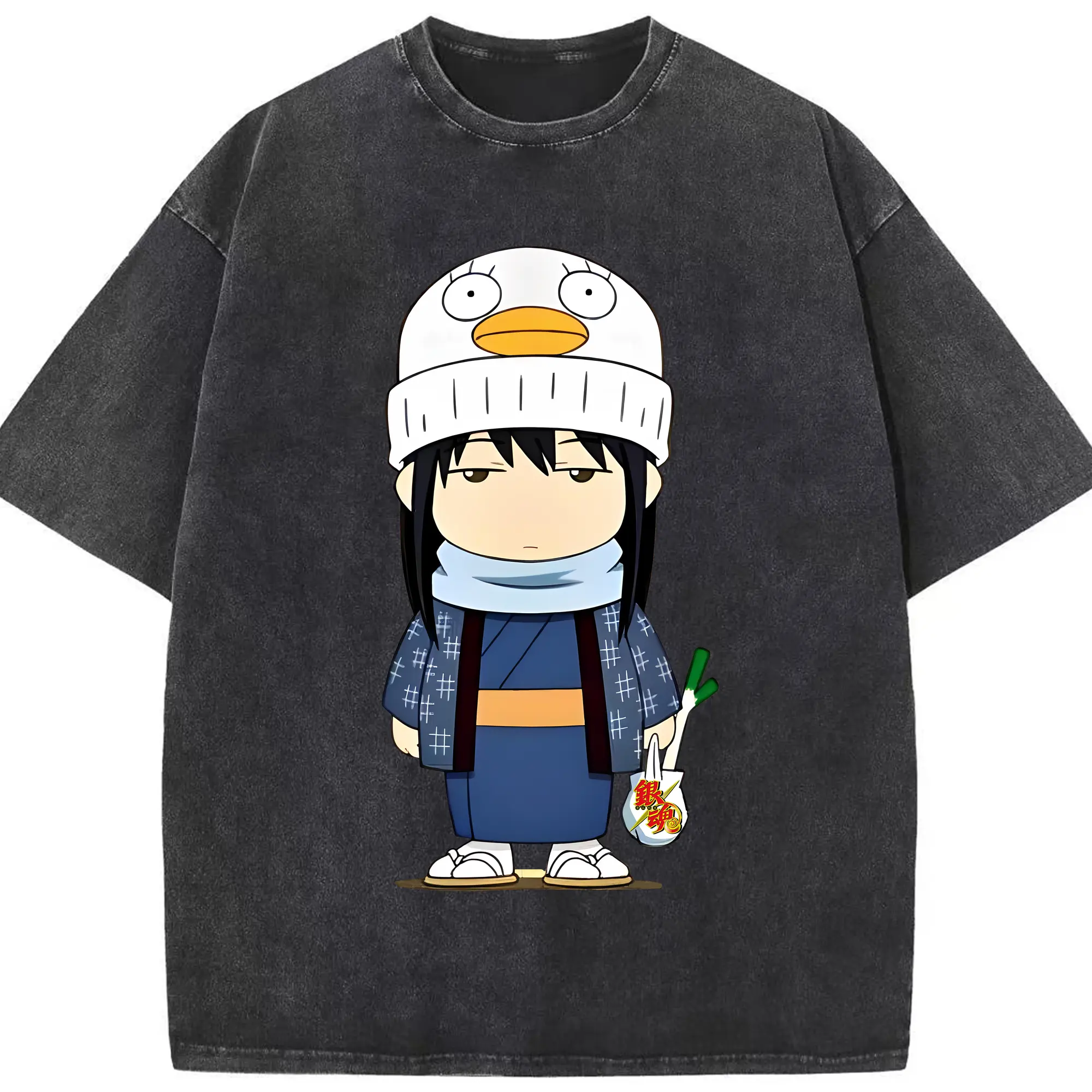 銀魂 グッズ 桂 小太郎 - 綿100％ ヴィンテージ風 半袖Tシャツ ・ フロントプリント ・ 柔らか肌触り ・ 通気性 快適 ・ スポーツ カジュアル 外出用
