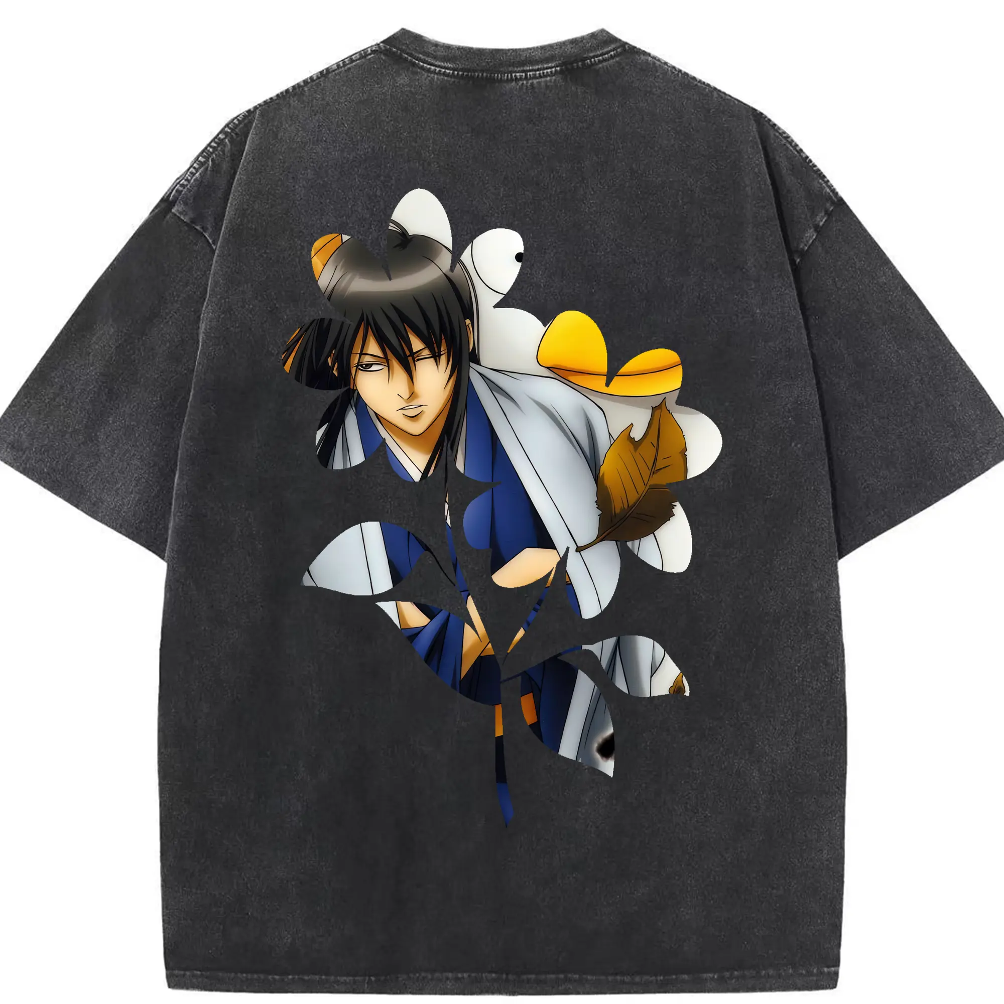 銀魂 グッズ 桂 小太郎 - 綿100％ ヴィンテージ風 半袖Tシャツ ・ 背面プリント ・ 柔らか肌触り ・ 通気性 快適 ・ スポーツ カジュアル 外出用