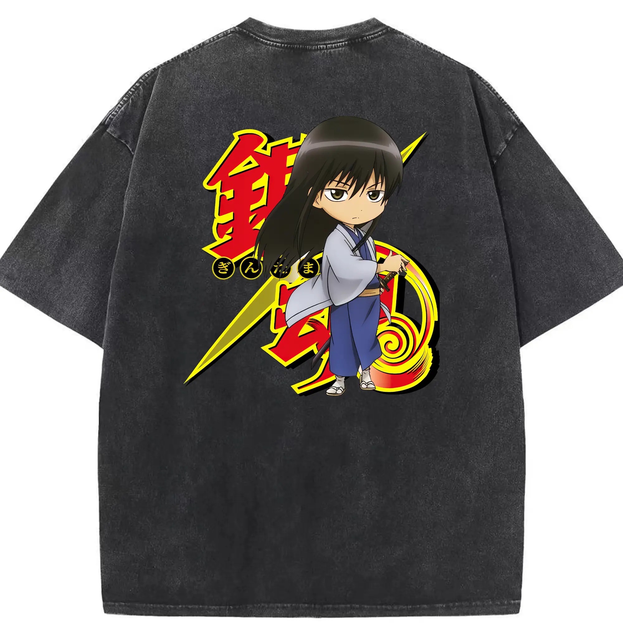 銀魂 グッズ 桂 小太郎 - 綿100％ ヴィンテージ風 半袖Tシャツ ・ 背面プリント ・ 柔らか肌触り ・ 通気性 快適 ・ スポーツ カジュアル 外出用