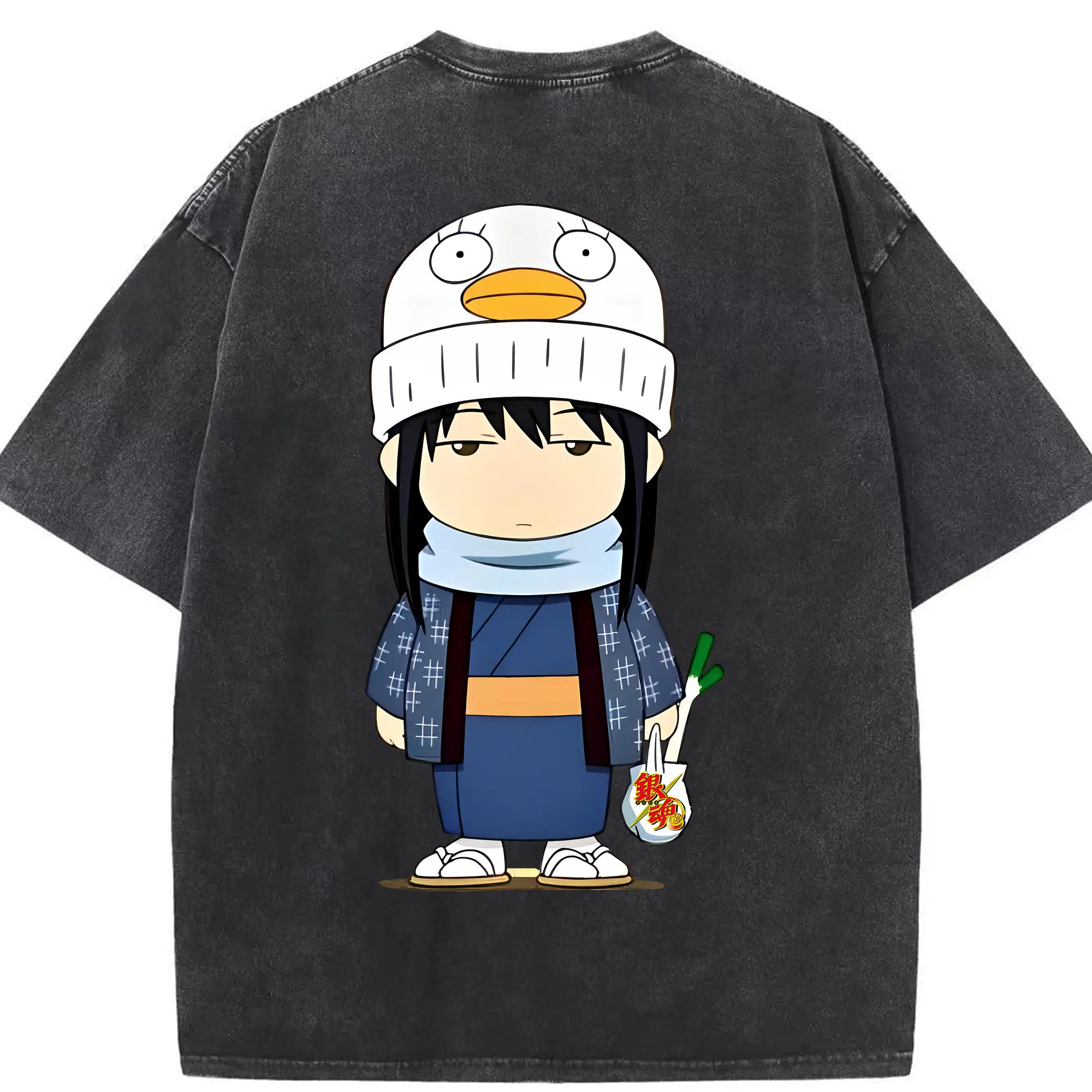 銀魂 グッズ 桂 小太郎 - 綿100％ ヴィンテージ風 半袖Tシャツ ・ 背面プリント ・ 柔らか肌触り ・ 通気性 快適 ・ スポーツ カジュアル 外出用