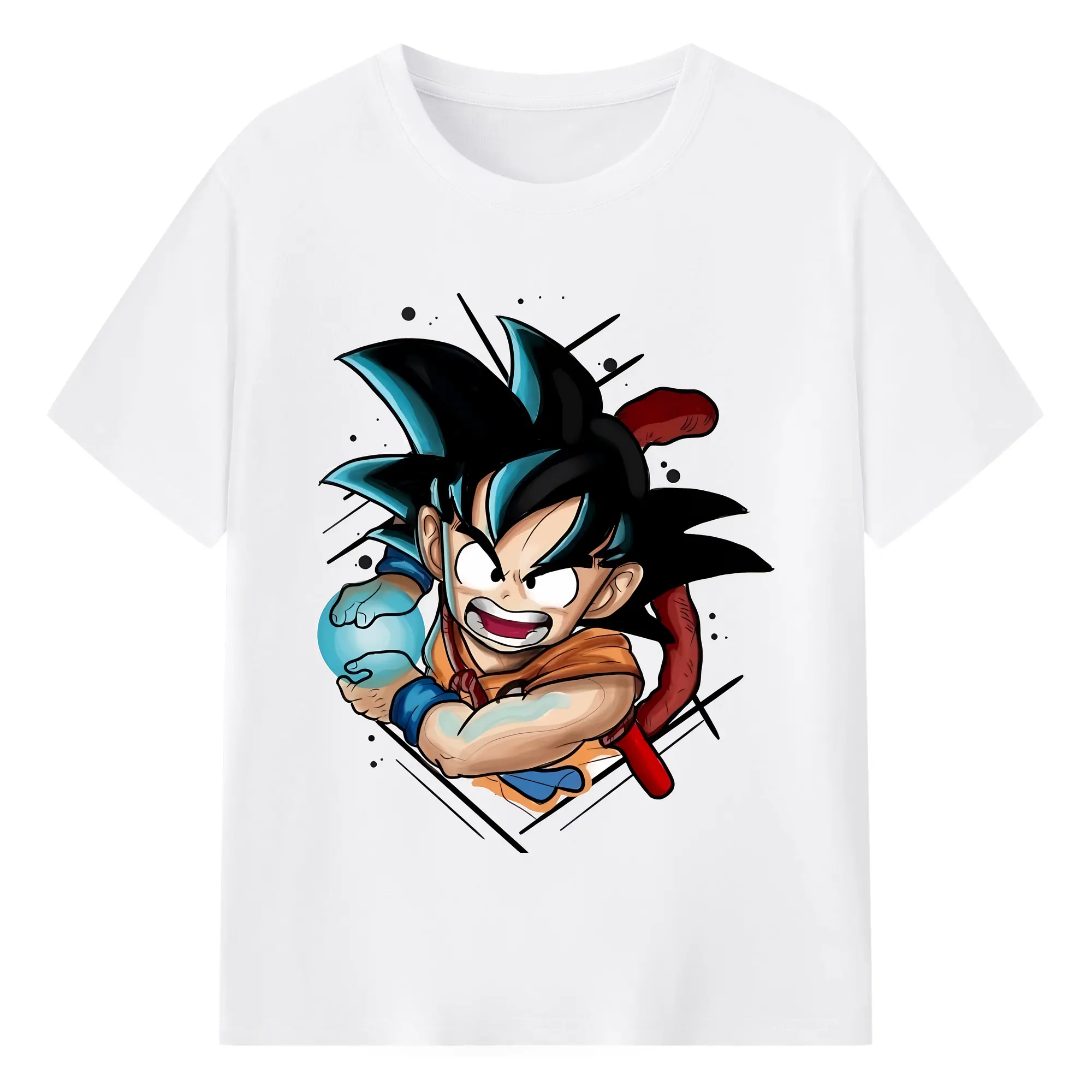 ドラゴンボール グッズ 孫 悟空 - 綿100％ 半袖Tシャツ ・ フロントプリント ・ 快適 通気性 ・ 日常使い 散歩 スポーツ用