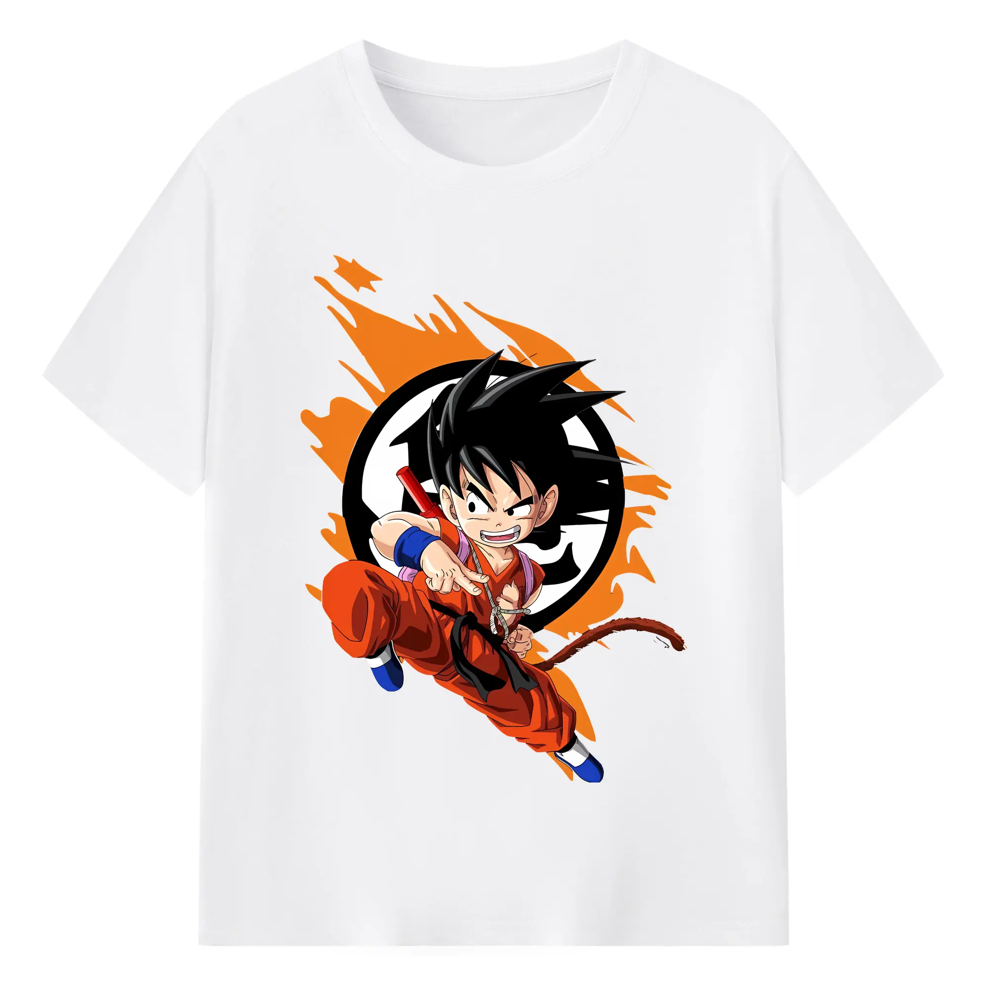 ドラゴンボール グッズ 孫 悟空 - 綿100％ 半袖Tシャツ ・ フロントプリント ・ 快適 通気性 ・ 日常使い 散歩 スポーツ用