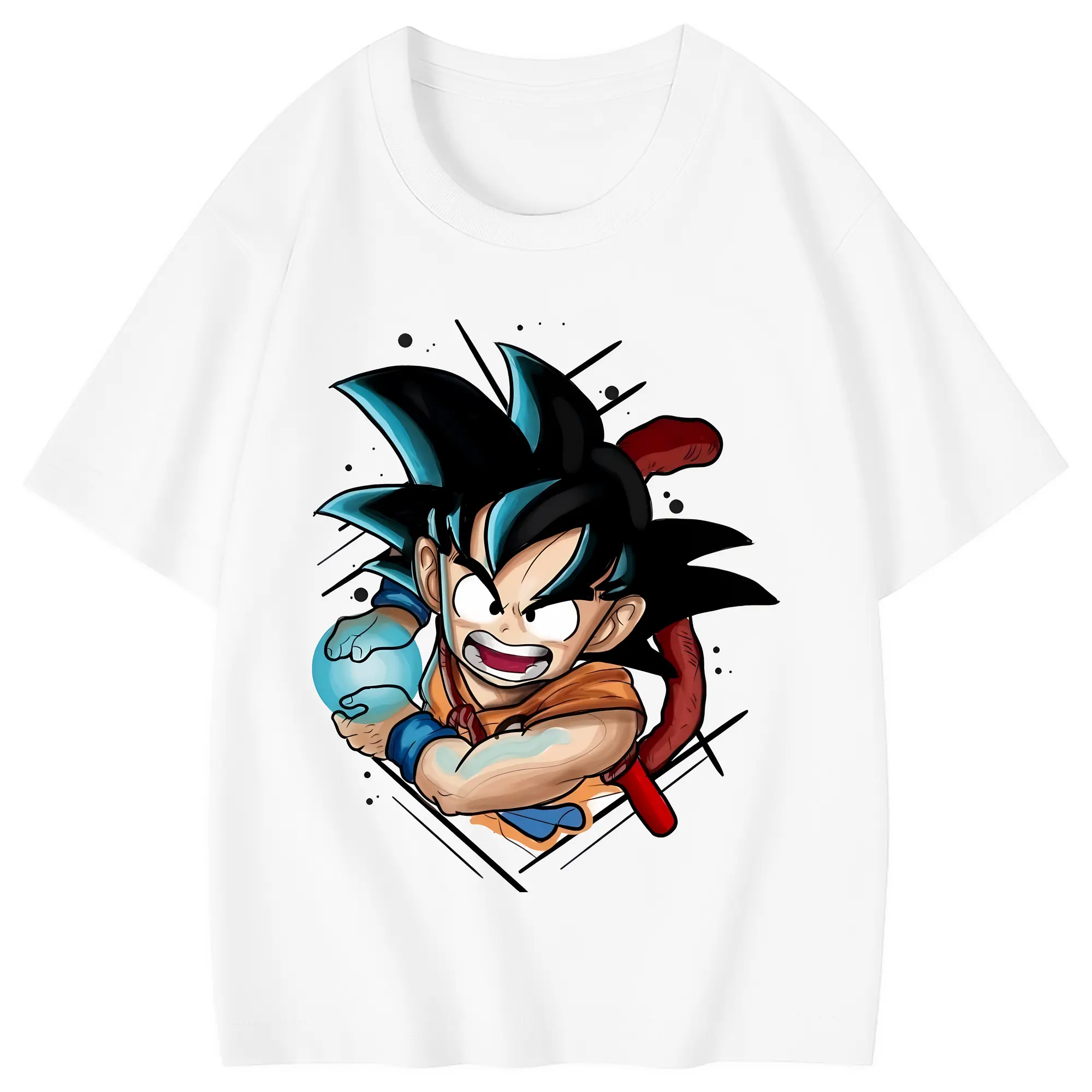 ドラゴンボール グッズ 孫 悟空 - 綿100％ キッズTシャツ ・ フロントプリント ・ 快適 通気性 ・ スポーツ カジュアル 散歩用