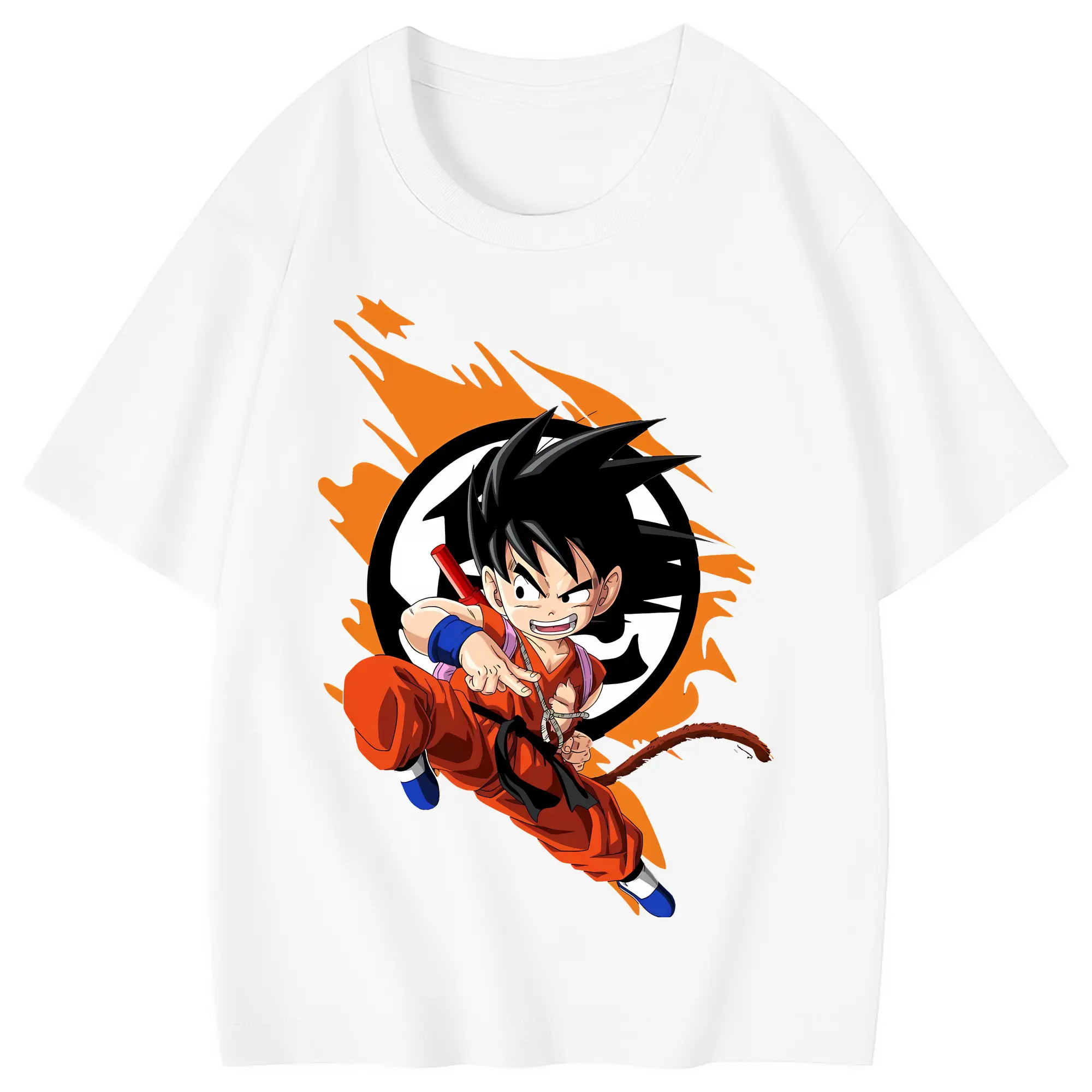 ドラゴンボール グッズ 孫 悟空 - 綿100％ キッズTシャツ ・ フロントプリント ・ 快適 通気性 ・ スポーツ カジュアル 散歩用
