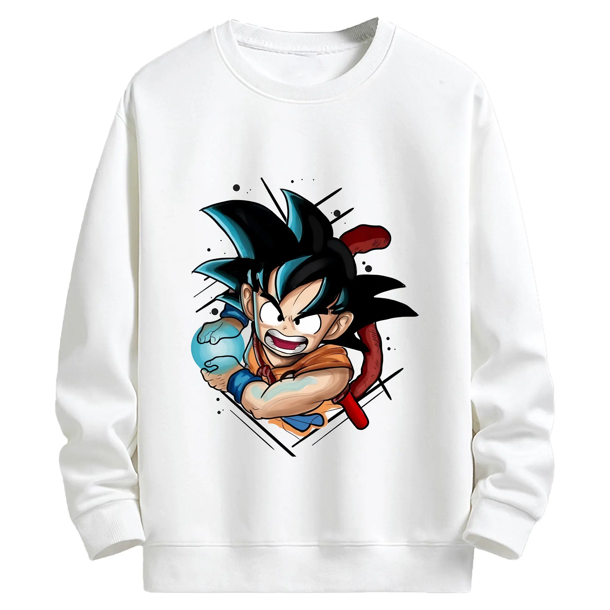 ドラゴンボール グッズ 孫 悟空 - キッズ クルーネックスウェットシャツ ・ フロントプリント ・ 綿80％ ポリエステル20％ ・ 快適 通学 スポーツ 日常使い お散歩用