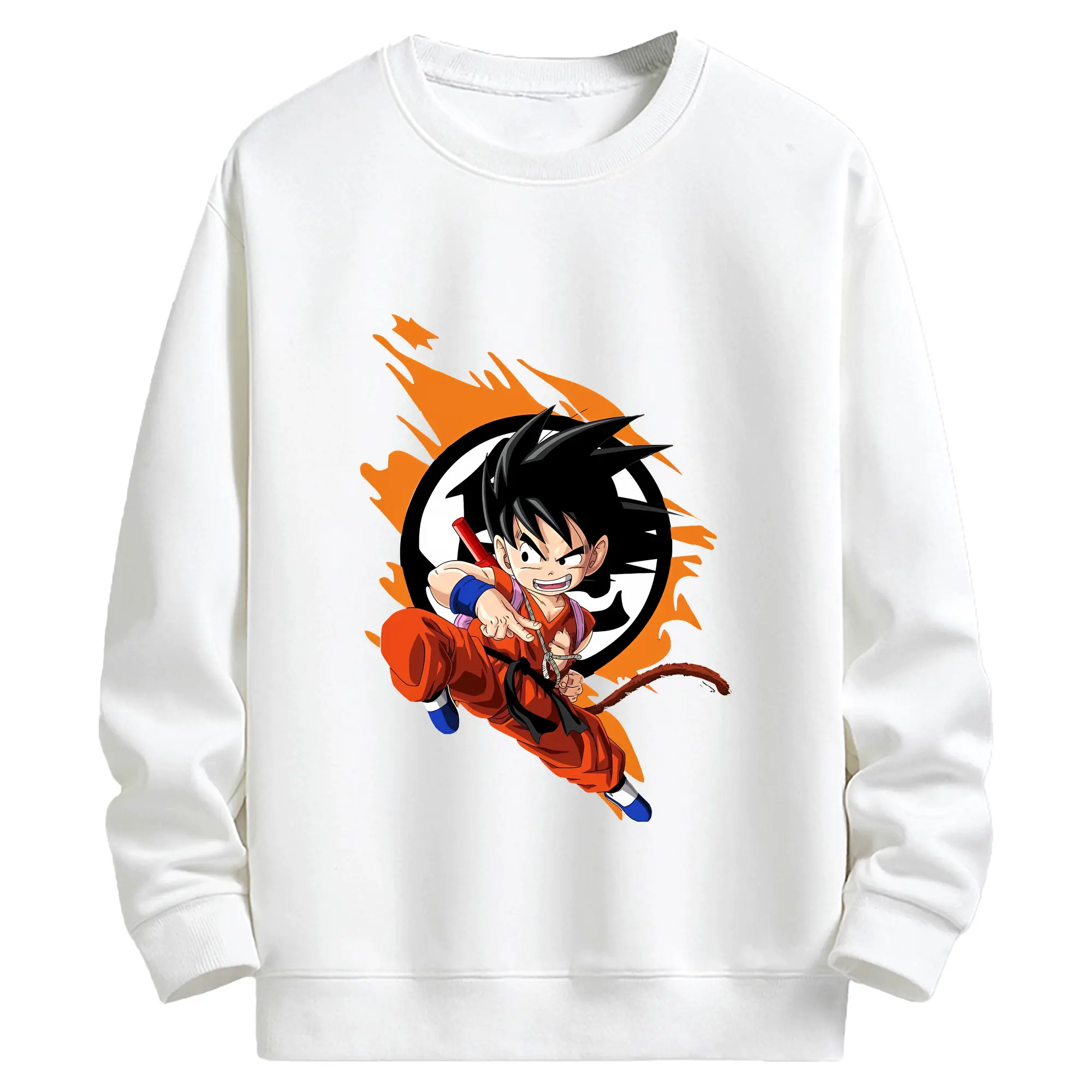 ドラゴンボール グッズ 孫 悟空 - キッズ クルーネックスウェットシャツ ・ フロントプリント ・ 綿80％ ポリエステル20％ ・ 快適 通学 スポーツ 日常使い お散歩用