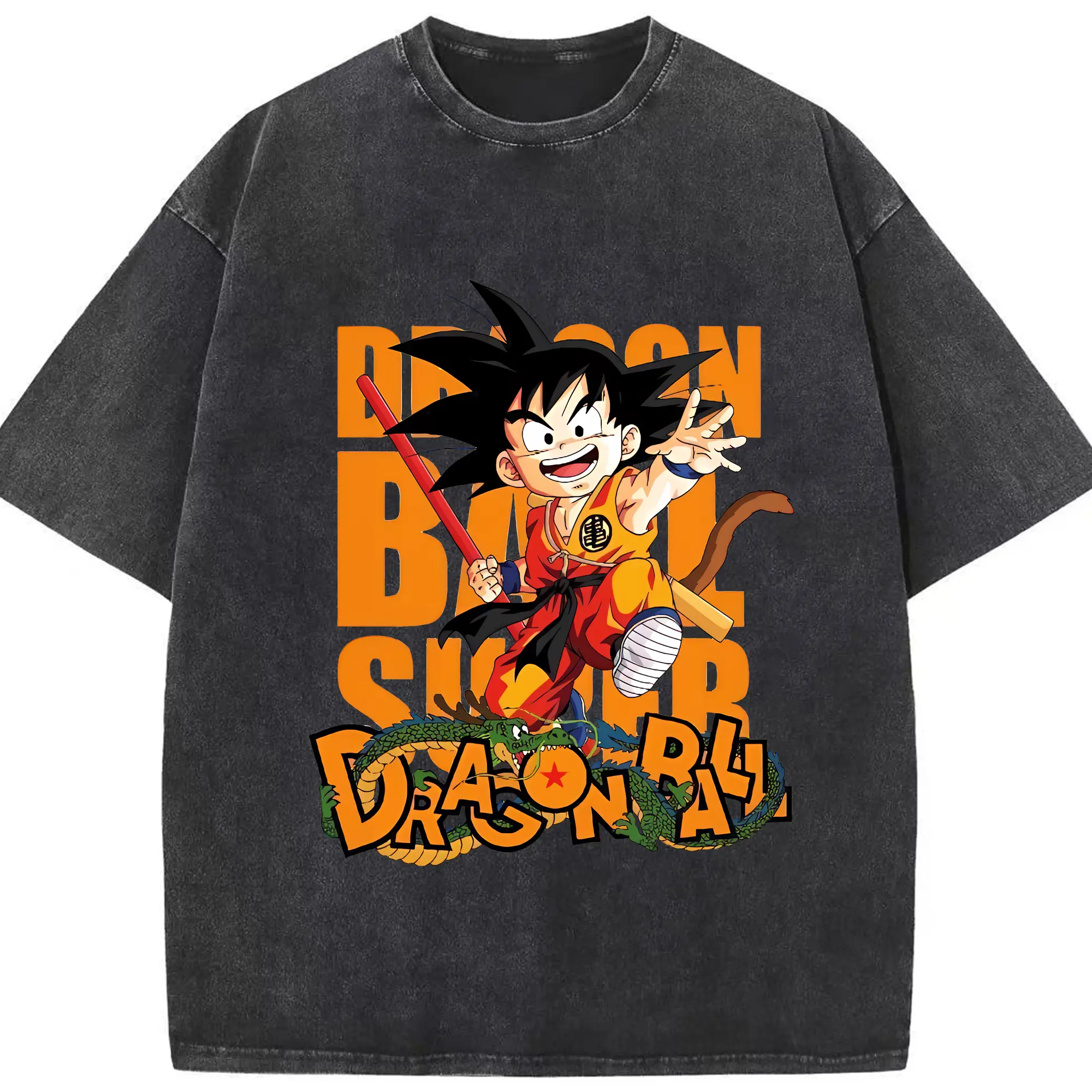 ドラゴンボール グッズ 孫 悟空 - 綿100％ ヴィンテージ風 半袖Tシャツ ・ フロントプリント ・ 柔らか肌触り ・ 通気性 快適 ・ スポーツ カジュアル 外出用