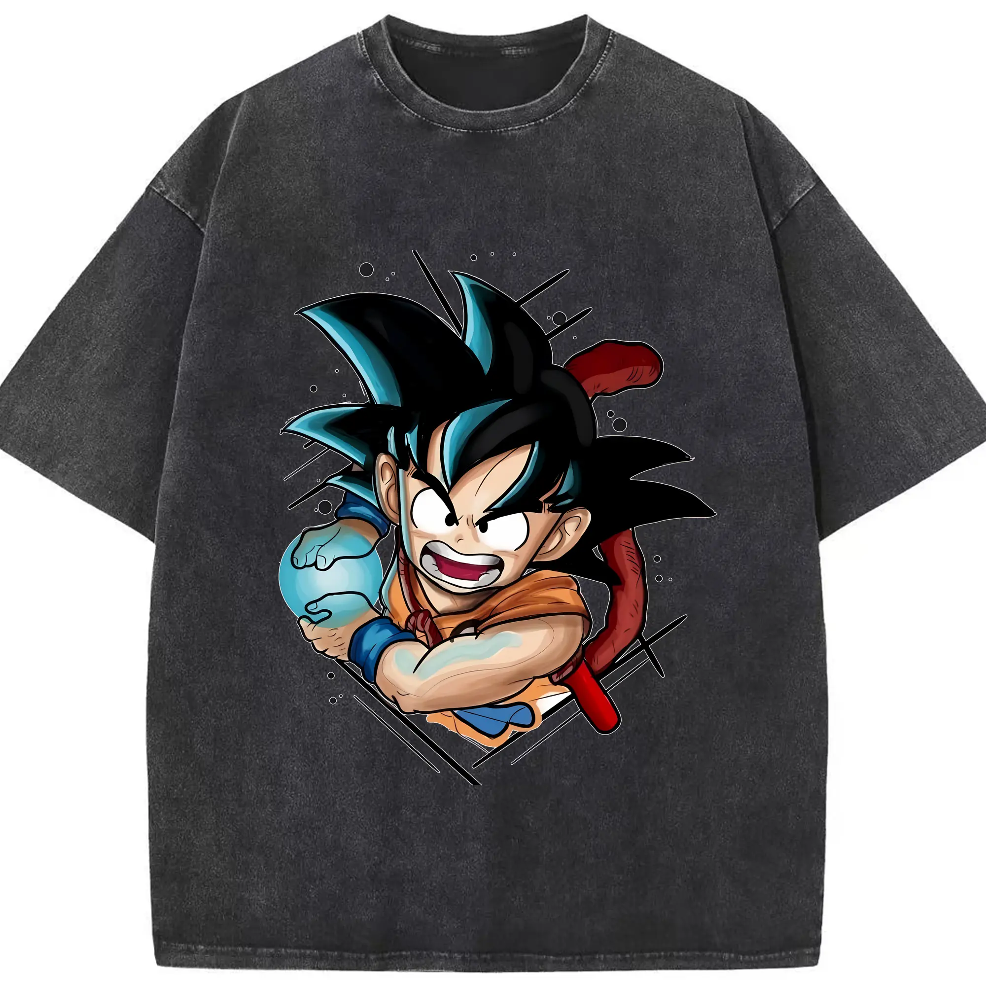 ドラゴンボール グッズ 孫 悟空 - 綿100％ ヴィンテージ風 半袖Tシャツ ・ フロントプリント ・ 柔らか肌触り ・ 通気性 快適 ・ スポーツ カジュアル 外出用