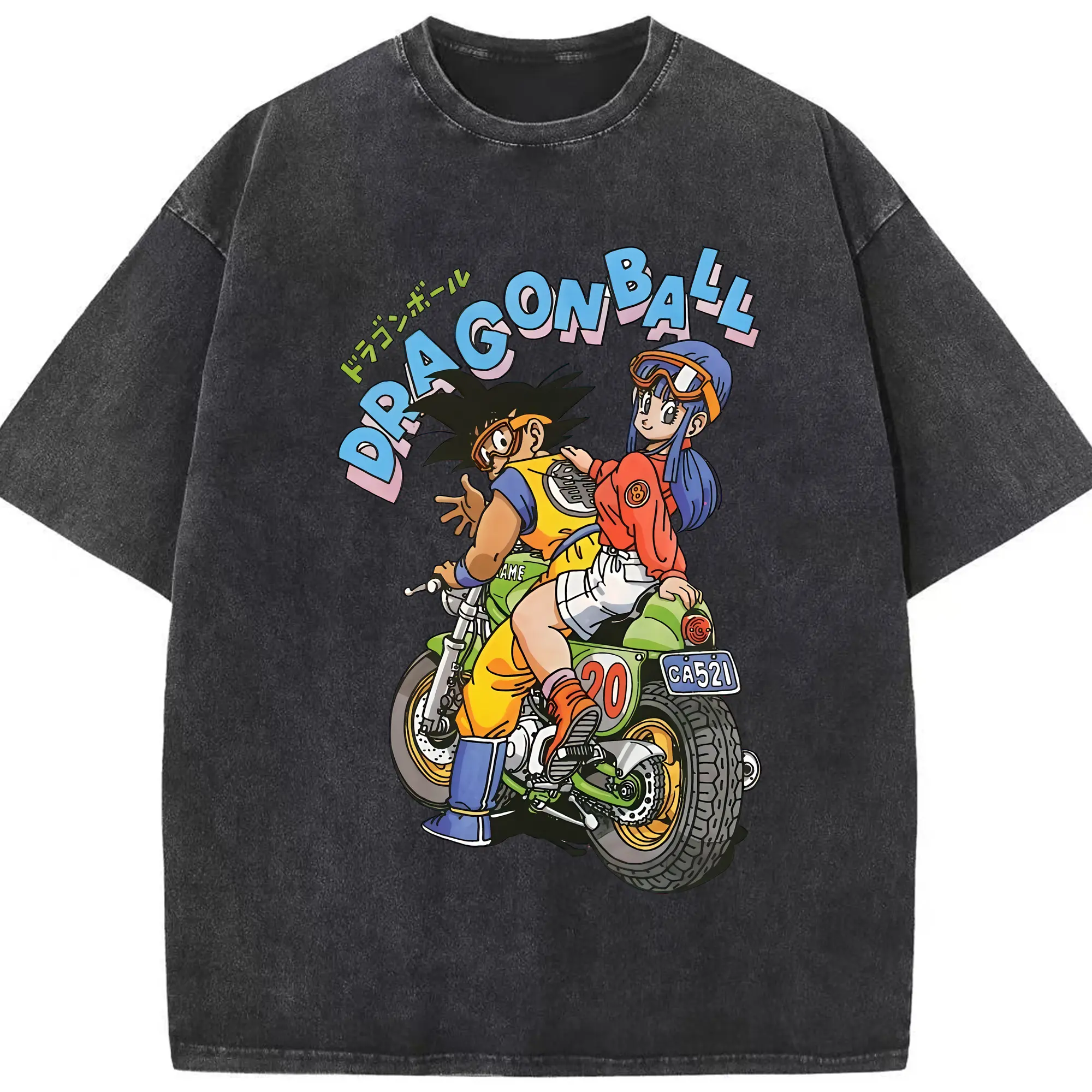 ドラゴンボール グッズ 孫 悟空 - 綿100％ ヴィンテージ風 半袖Tシャツ ・ フロントプリント ・ 柔らか肌触り ・ 通気性 快適 ・ スポーツ カジュアル 外出用