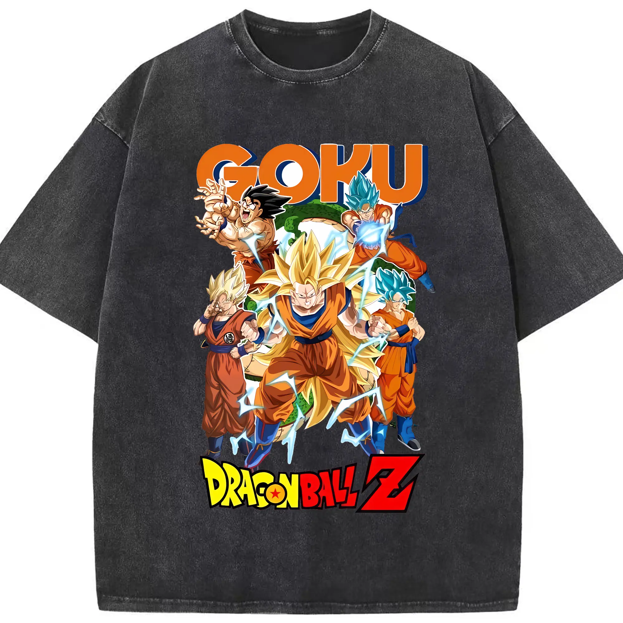 ドラゴンボール グッズ 孫 悟空 - 綿100％ ヴィンテージ風 半袖Tシャツ ・ フロントプリント ・ 柔らか肌触り ・ 通気性 快適 ・ スポーツ カジュアル 外出用