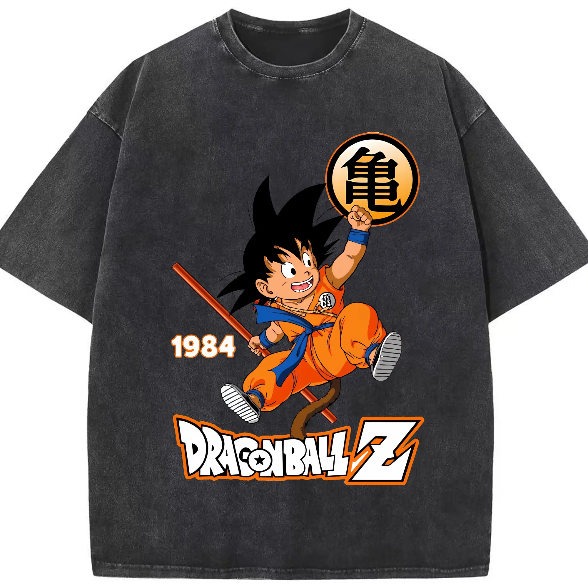 ドラゴンボール グッズ 孫 悟空 - 綿100％ ヴィンテージ風 半袖Tシャツ ・ フロントプリント ・ 柔らか肌触り ・ 通気性 快適 ・ スポーツ カジュアル 外出用