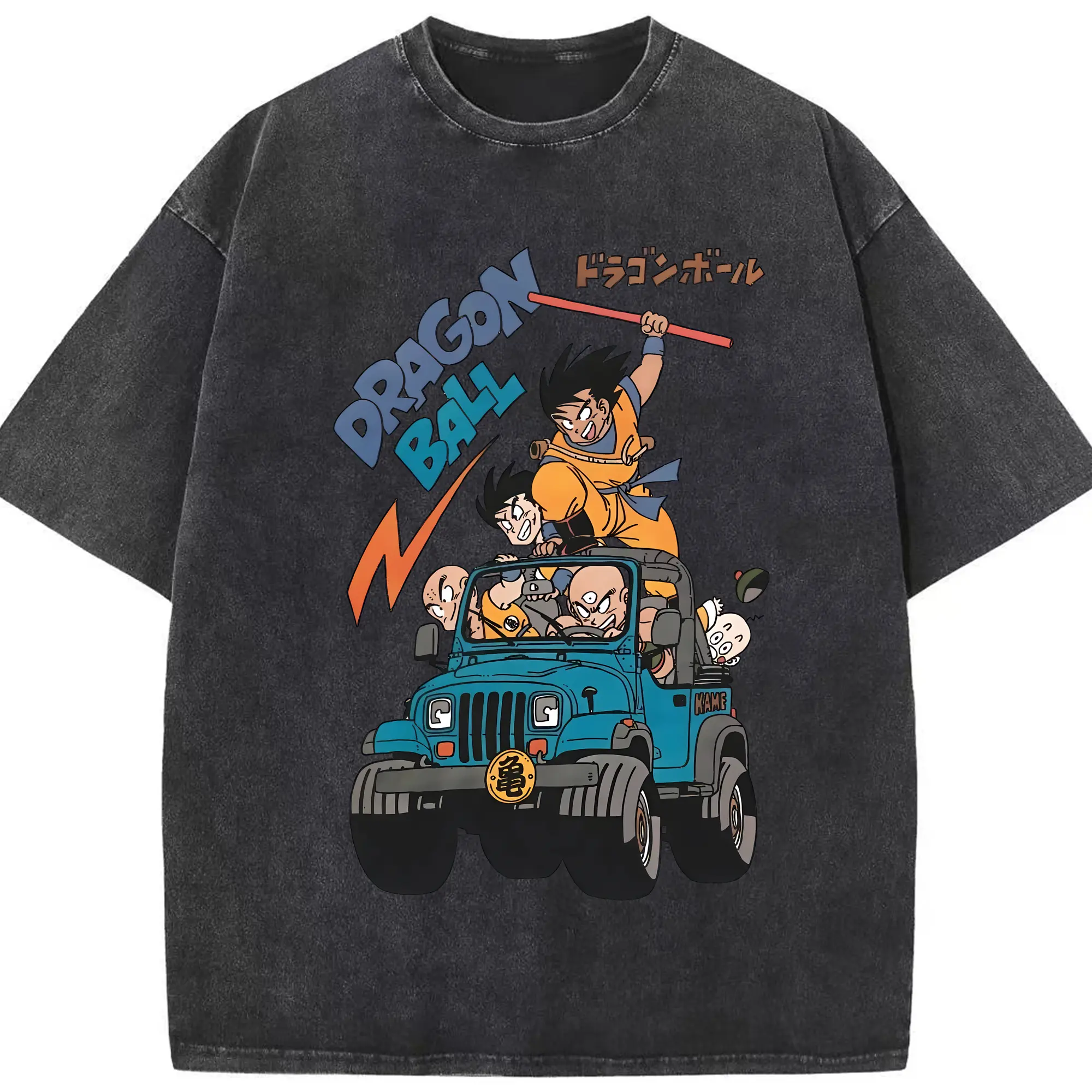 ドラゴンボール グッズ 孫 悟空 - 綿100％ ヴィンテージ風 半袖Tシャツ ・ フロントプリント ・ 柔らか肌触り ・ 通気性 快適 ・ スポーツ カジュアル 外出用