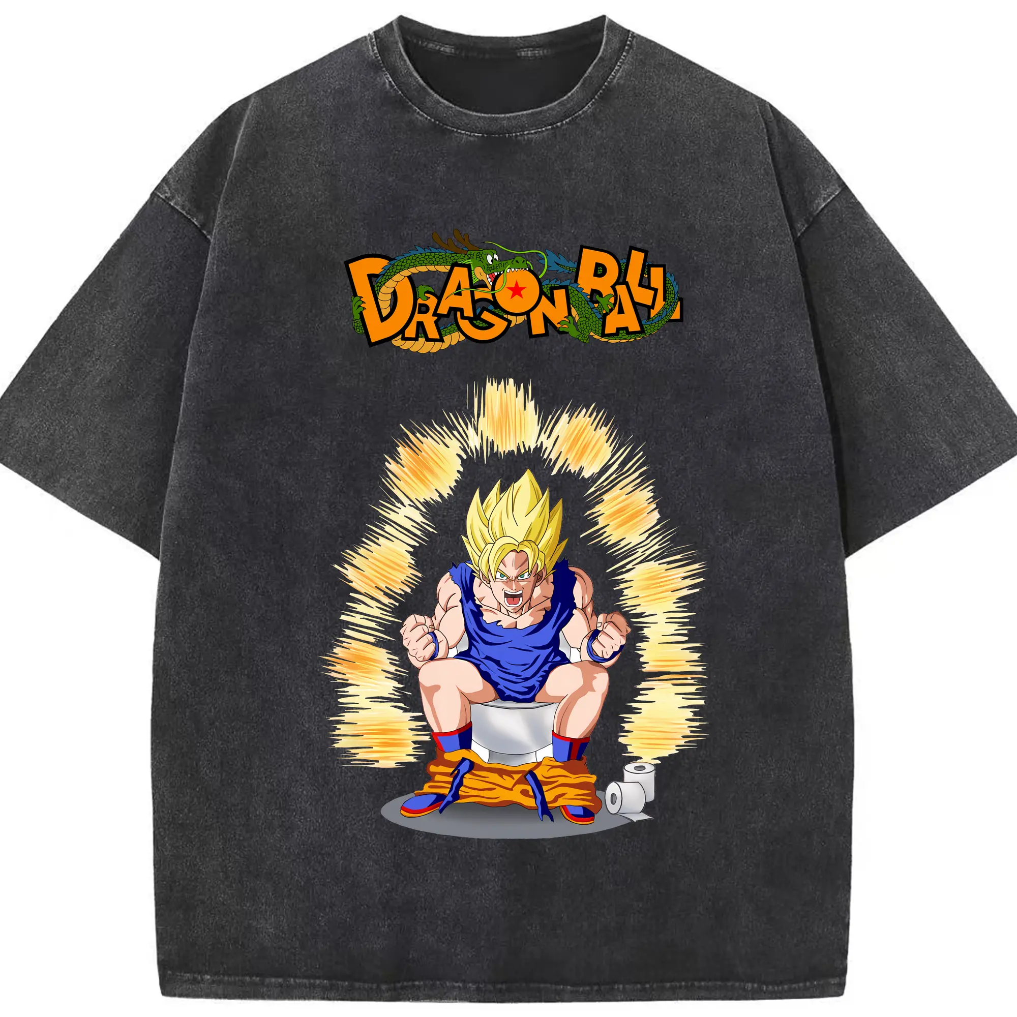 ドラゴンボール グッズ 孫 悟空 - 綿100％ ヴィンテージ風 半袖Tシャツ ・ フロントプリント ・ 柔らか肌触り ・ 通気性 快適 ・ スポーツ カジュアル 外出用