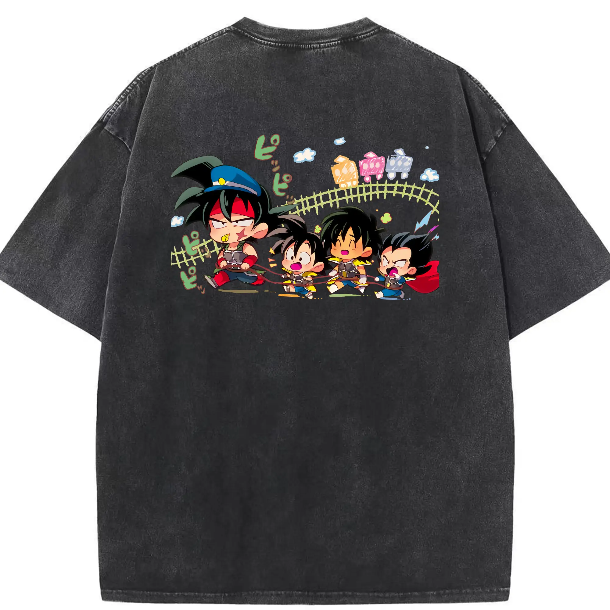 ドラゴンボール グッズ 孫 悟空 - 綿100％ ヴィンテージ風 半袖Tシャツ ・ 背面プリント ・ 柔らか肌触り ・ 通気性 快適 ・ スポーツ カジュアル 外出用