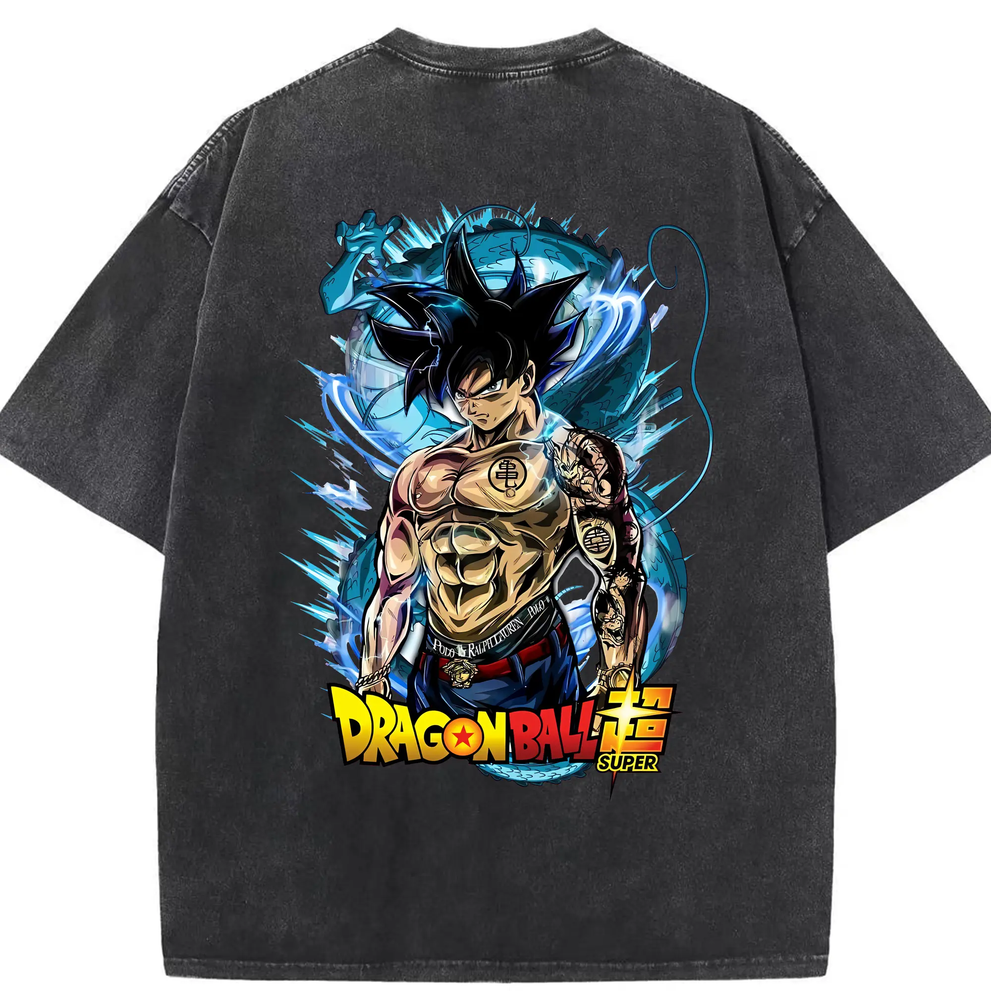 ドラゴンボール グッズ 孫 悟空 - 綿100％ ヴィンテージ風 半袖Tシャツ ・ 背面プリント ・ 柔らか肌触り ・ 通気性 快適 ・ スポーツ カジュアル 外出用