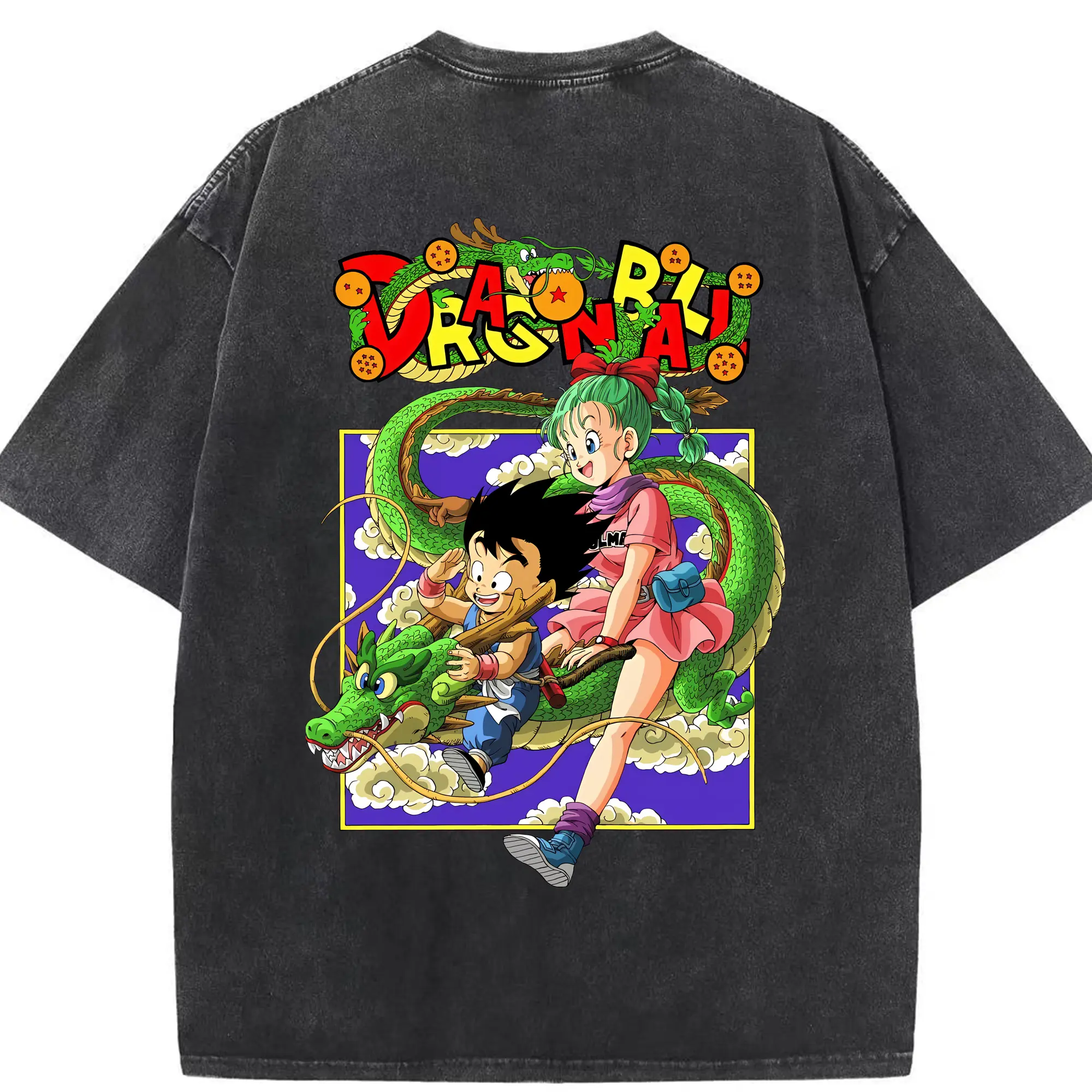 ドラゴンボール グッズ 孫 悟空 - 綿100％ ヴィンテージ風 半袖Tシャツ ・ 背面プリント ・ 柔らか肌触り ・ 通気性 快適 ・ スポーツ カジュアル 外出用