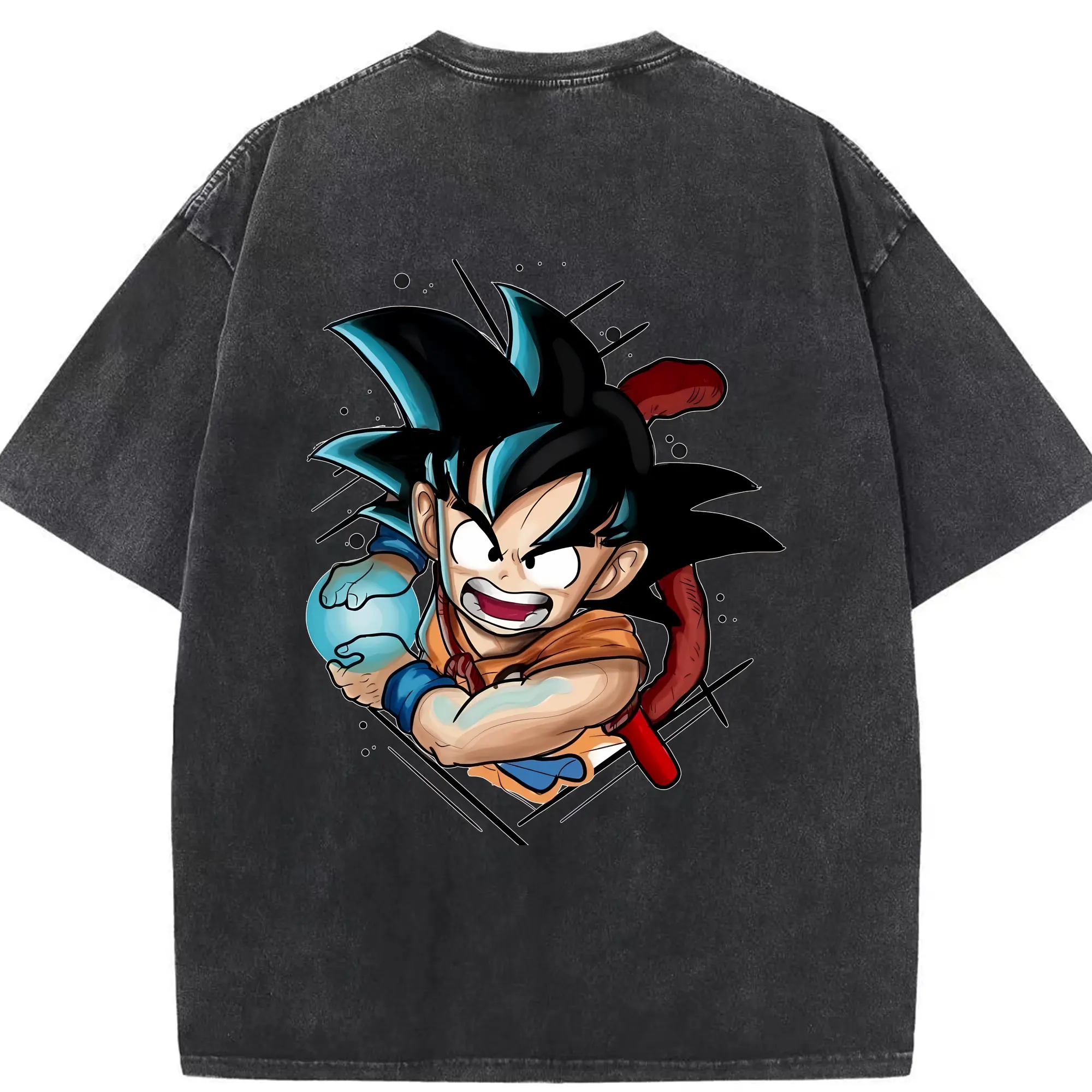 ドラゴンボール グッズ 孫 悟空 - 綿100％ ヴィンテージ風 半袖Tシャツ ・ 背面プリント ・ 柔らか肌触り ・ 通気性 快適 ・ スポーツ カジュアル 外出用