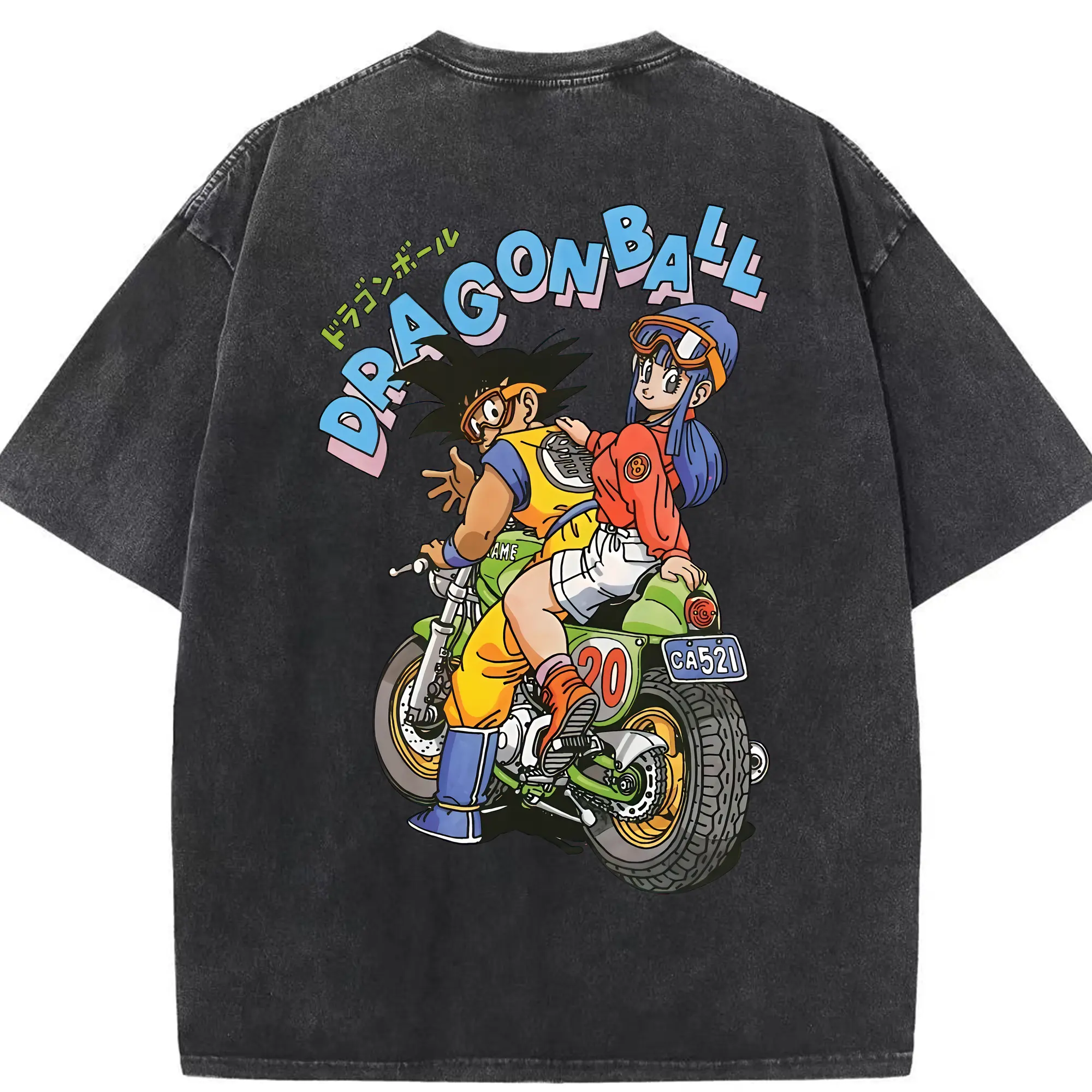 ドラゴンボール グッズ 孫 悟空 - 綿100％ ヴィンテージ風 半袖Tシャツ ・ 背面プリント ・ 柔らか肌触り ・ 通気性 快適 ・ スポーツ カジュアル 外出用