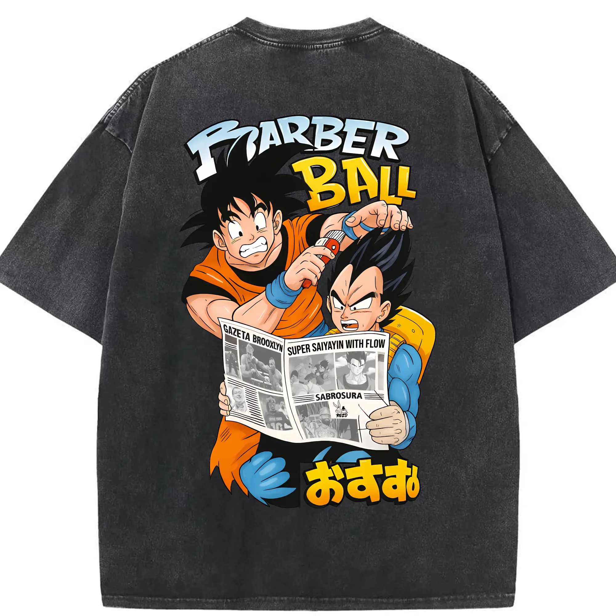ドラゴンボール グッズ 孫 悟空 - 綿100％ ヴィンテージ風 半袖Tシャツ ・ 背面プリント ・ 柔らか肌触り ・ 通気性 快適 ・ スポーツ カジュアル 外出用