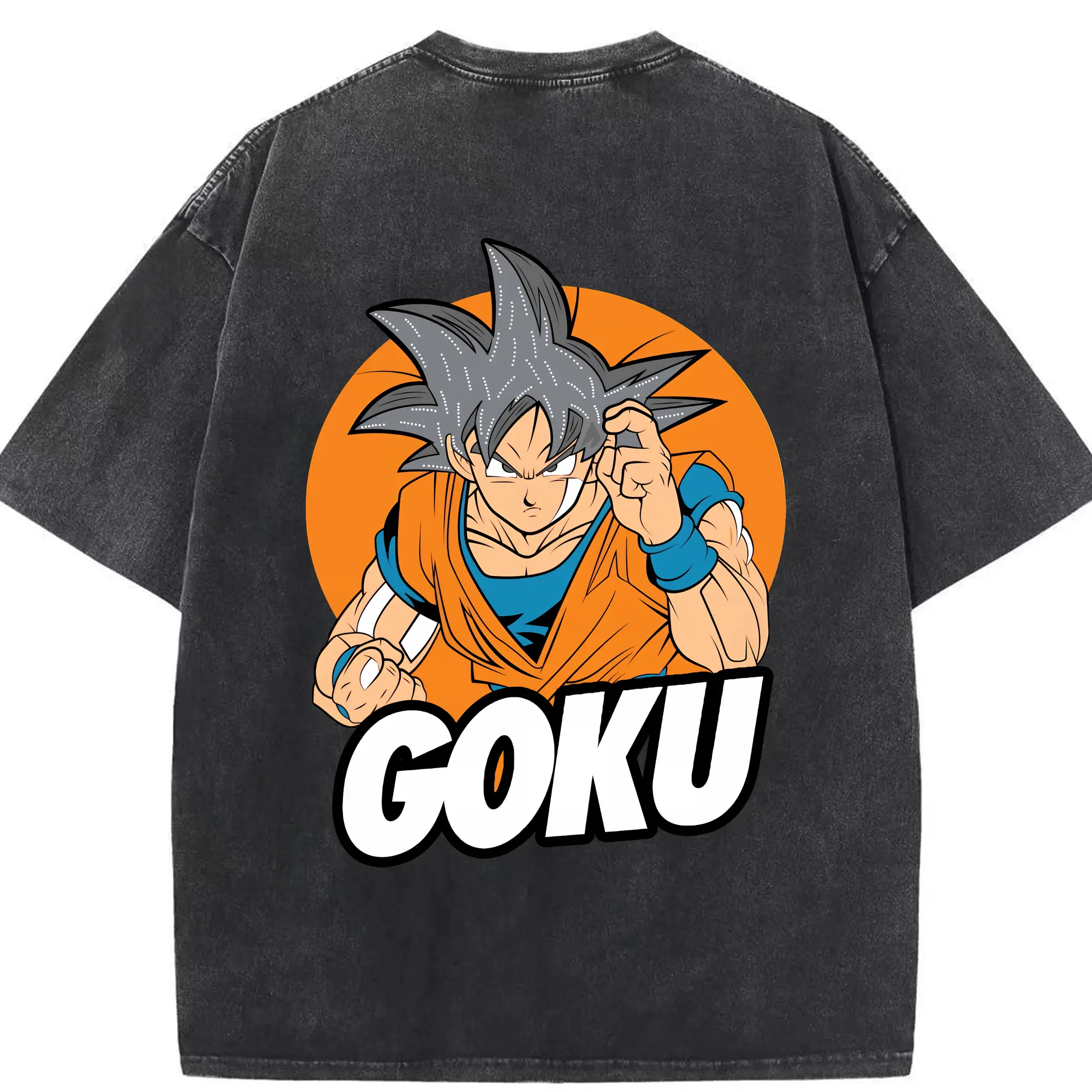 ドラゴンボール グッズ 孫 悟空 - 綿100％ ヴィンテージ風 半袖Tシャツ ・ 背面プリント ・ 柔らか肌触り ・ 通気性 快適 ・ スポーツ カジュアル 外出用