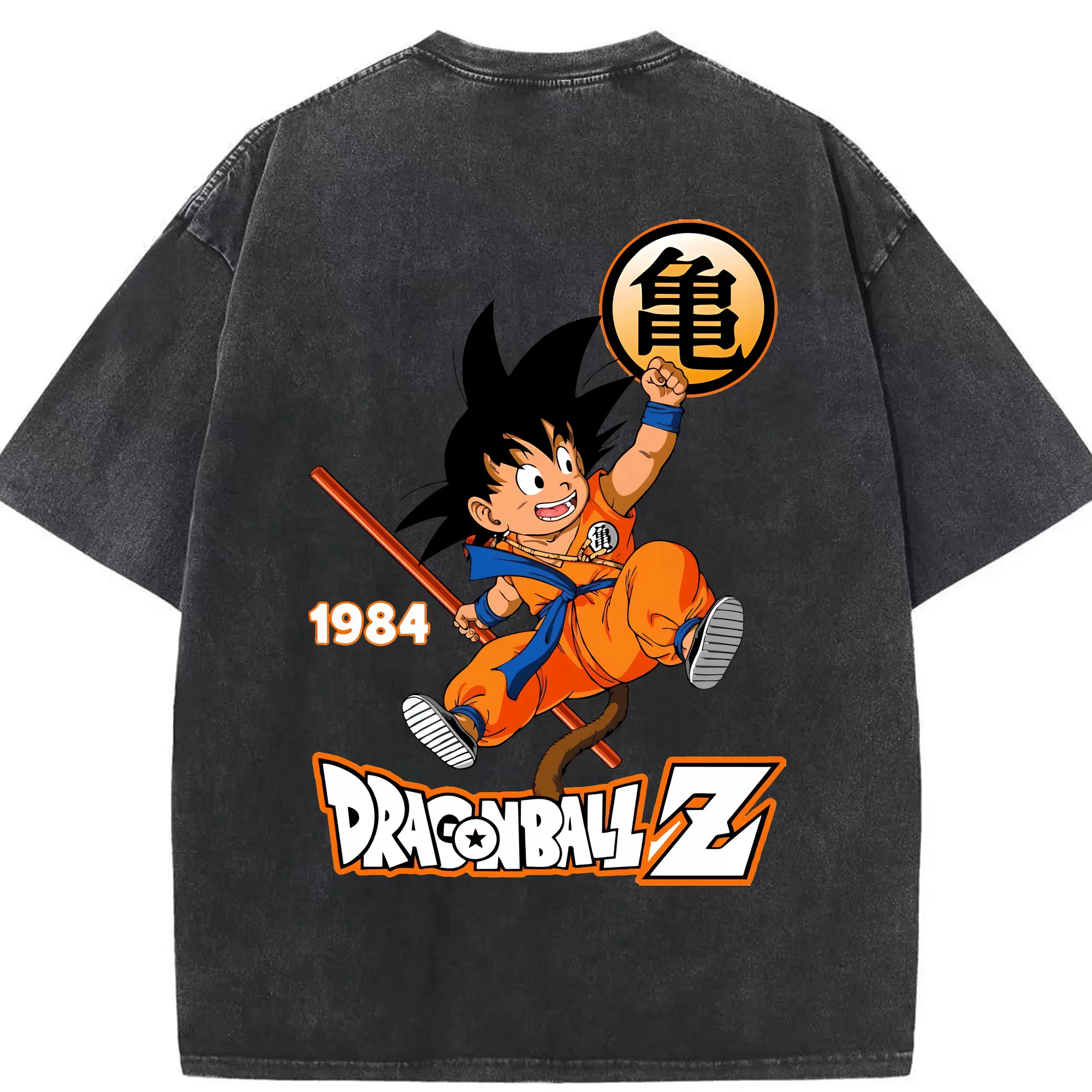 ドラゴンボール グッズ 孫 悟空 - 綿100％ ヴィンテージ風 半袖Tシャツ ・ 背面プリント ・ 柔らか肌触り ・ 通気性 快適 ・ スポーツ カジュアル 外出用
