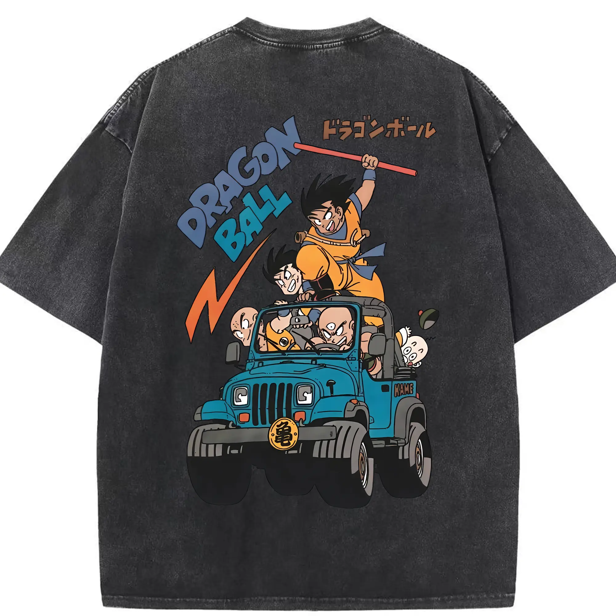 ドラゴンボール グッズ 孫 悟空 - 綿100％ ヴィンテージ風 半袖Tシャツ ・ 背面プリント ・ 柔らか肌触り ・ 通気性 快適 ・ スポーツ カジュアル 外出用