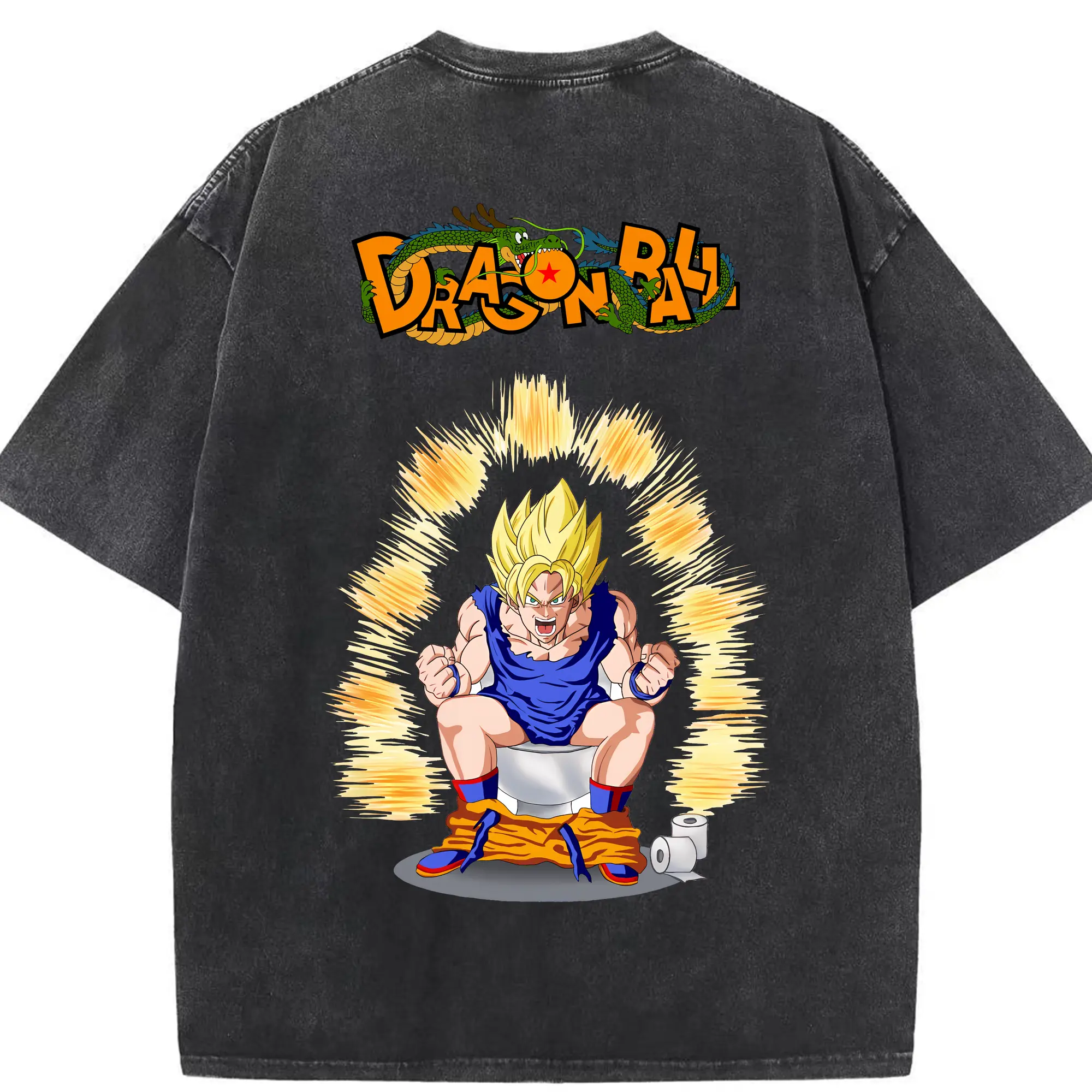 ドラゴンボール グッズ 孫 悟空 - 綿100％ ヴィンテージ風 半袖Tシャツ ・ 背面プリント ・ 柔らか肌触り ・ 通気性 快適 ・ スポーツ カジュアル 外出用
