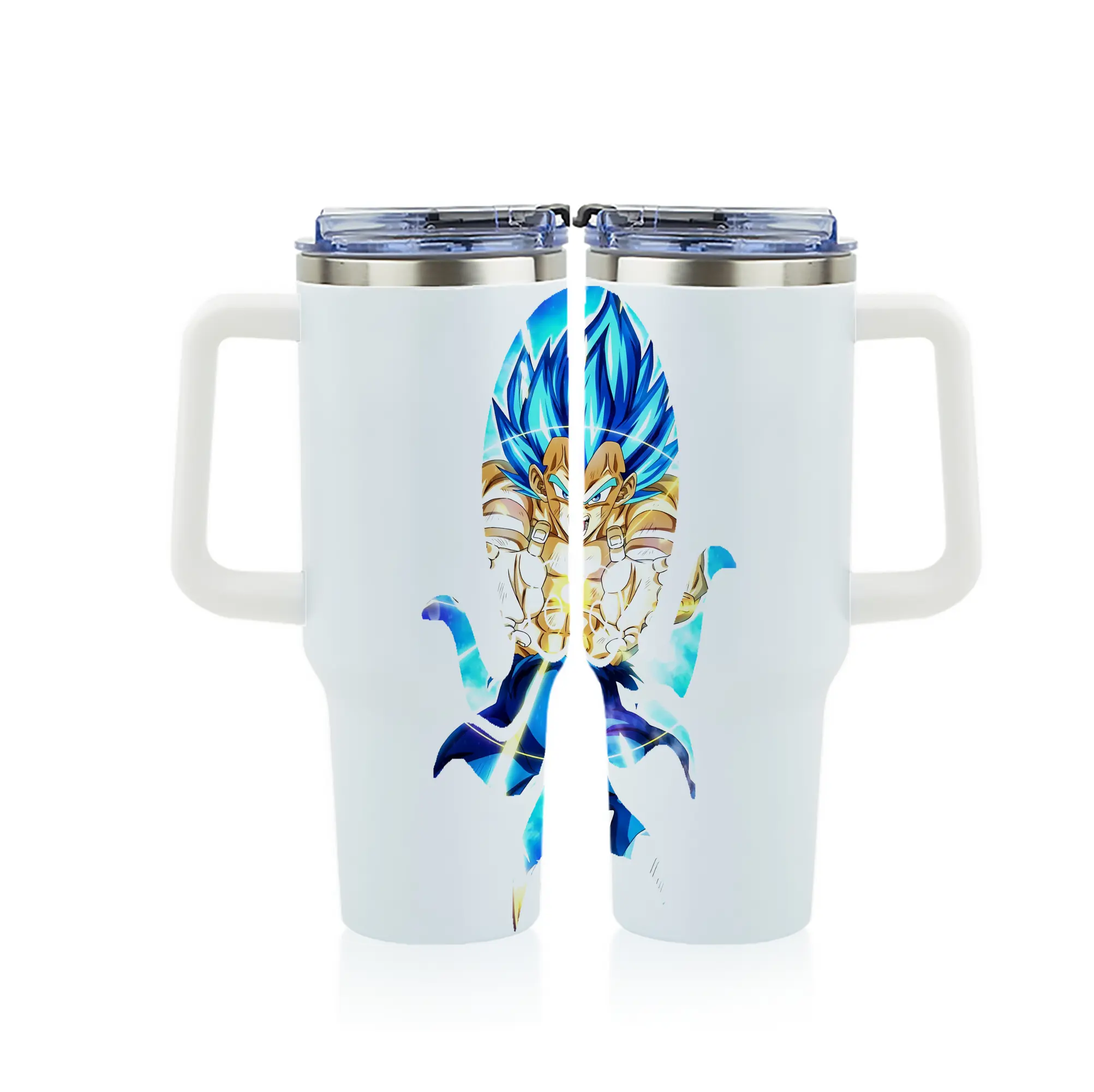 ドラゴンボール グッズ ベジータ - 1200mL フルプリント車用タンブラー ・ 304ステンレス 内側 ・ 201ステンレス 外側 ・ 保温 保冷 ・ 通勤 ドライブ アウトドア用