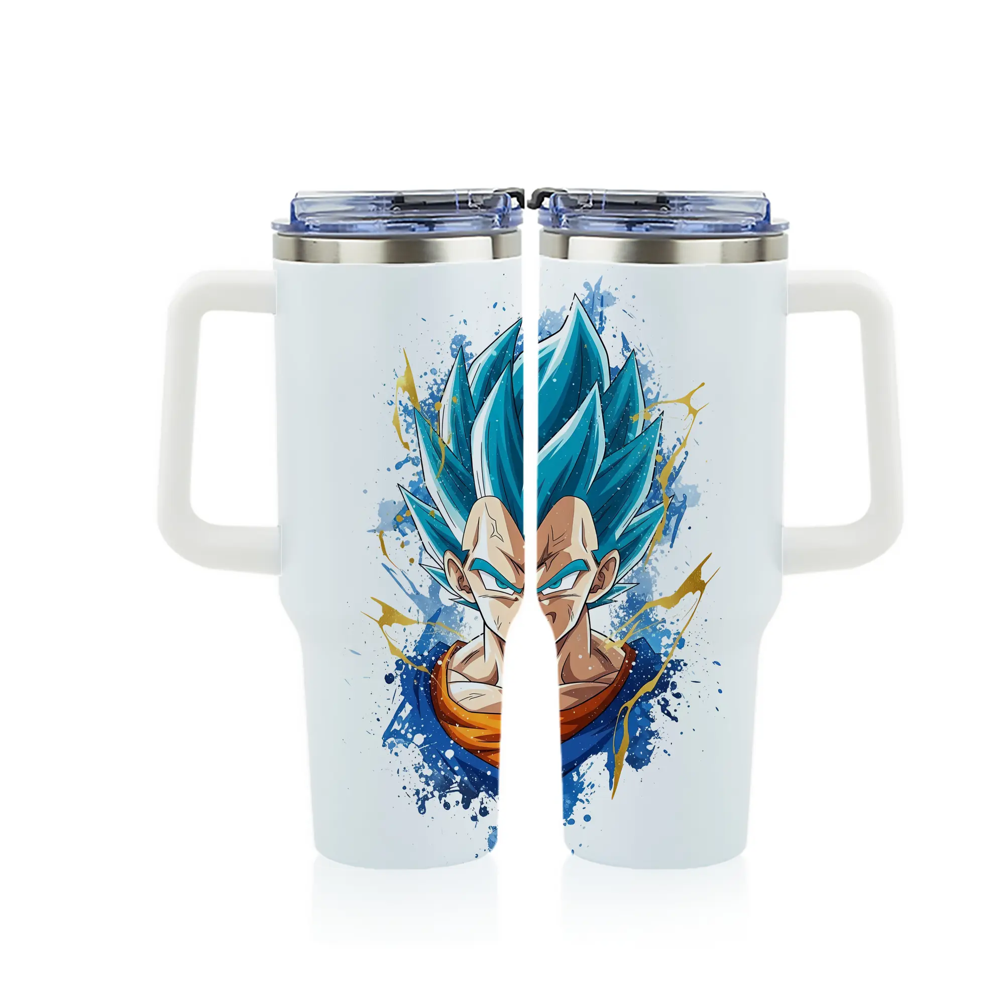 ドラゴンボール グッズ ベジータ - 1200mL フルプリント車用タンブラー ・ 304ステンレス 内側 ・ 201ステンレス 外側 ・ 保温 保冷 ・ 通勤 ドライブ アウトドア用