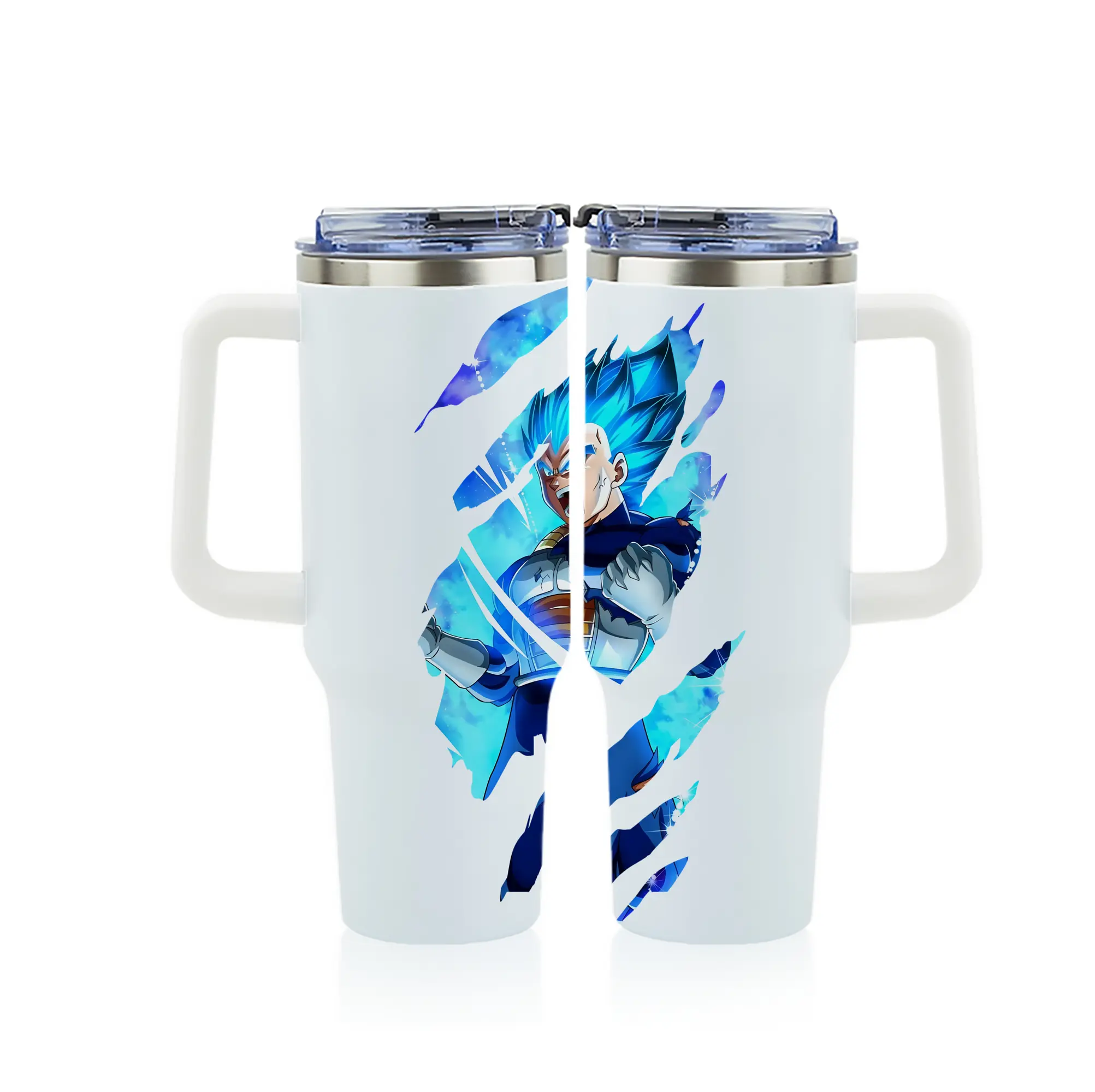 ドラゴンボール グッズ ベジータ - 1200mL フルプリント車用タンブラー ・ 304ステンレス 内側 ・ 201ステンレス 外側 ・ 保温 保冷 ・ 通勤 ドライブ アウトドア用