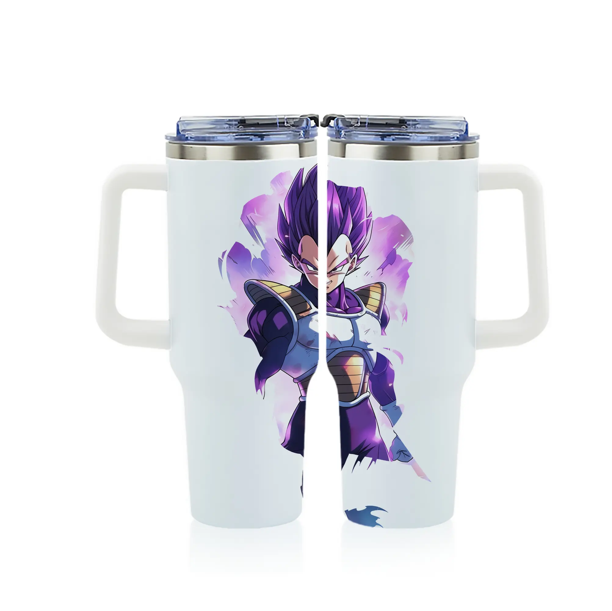 ドラゴンボール グッズ ベジータ - 1200mL フルプリント車用タンブラー ・ 304ステンレス 内側 ・ 201ステンレス 外側 ・ 保温 保冷 ・ 通勤 ドライブ アウトドア用