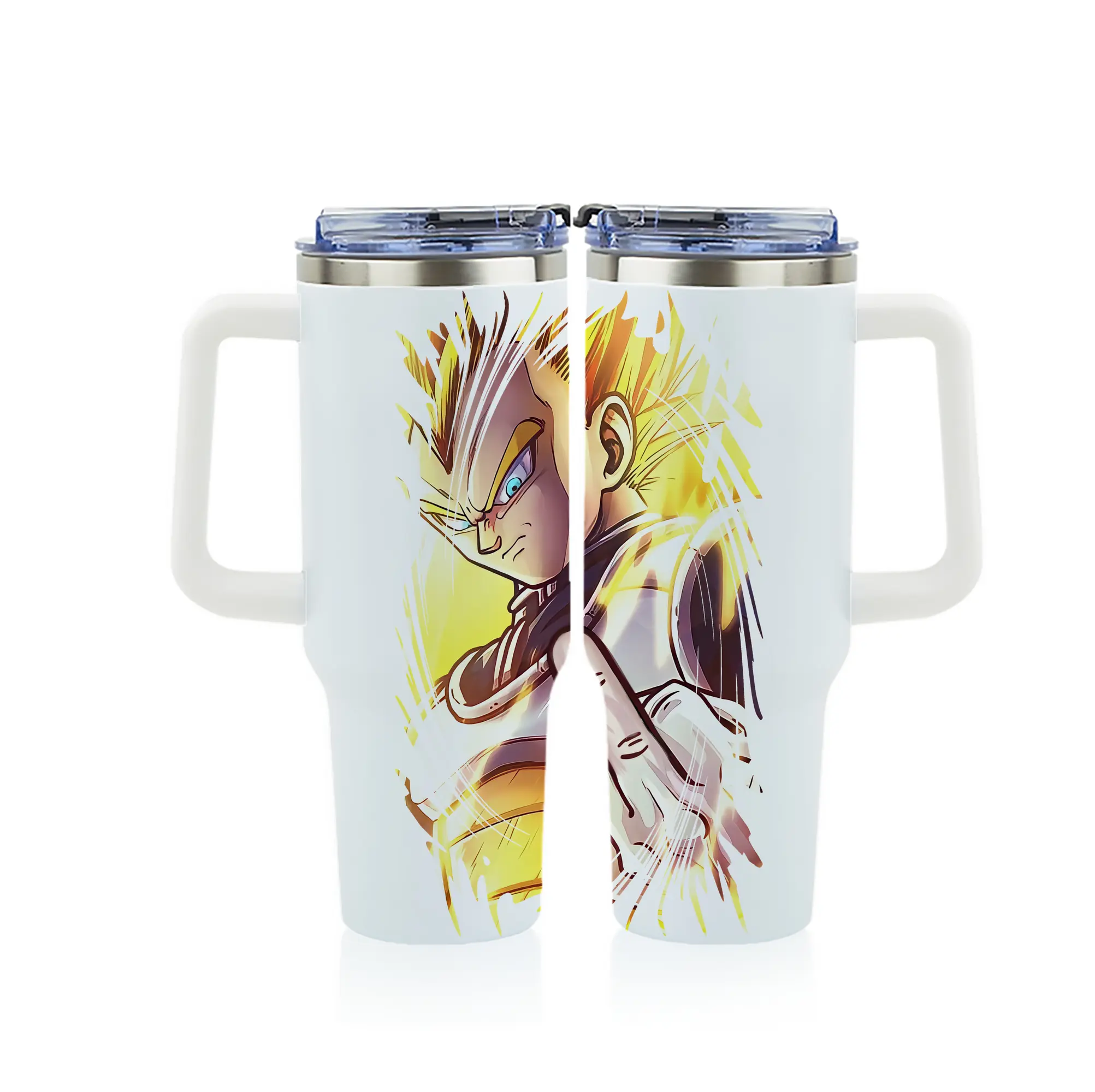 ドラゴンボール グッズ ベジータ - 1200mL フルプリント車用タンブラー ・ 304ステンレス 内側 ・ 201ステンレス 外側 ・ 保温 保冷 ・ 通勤 ドライブ アウトドア用