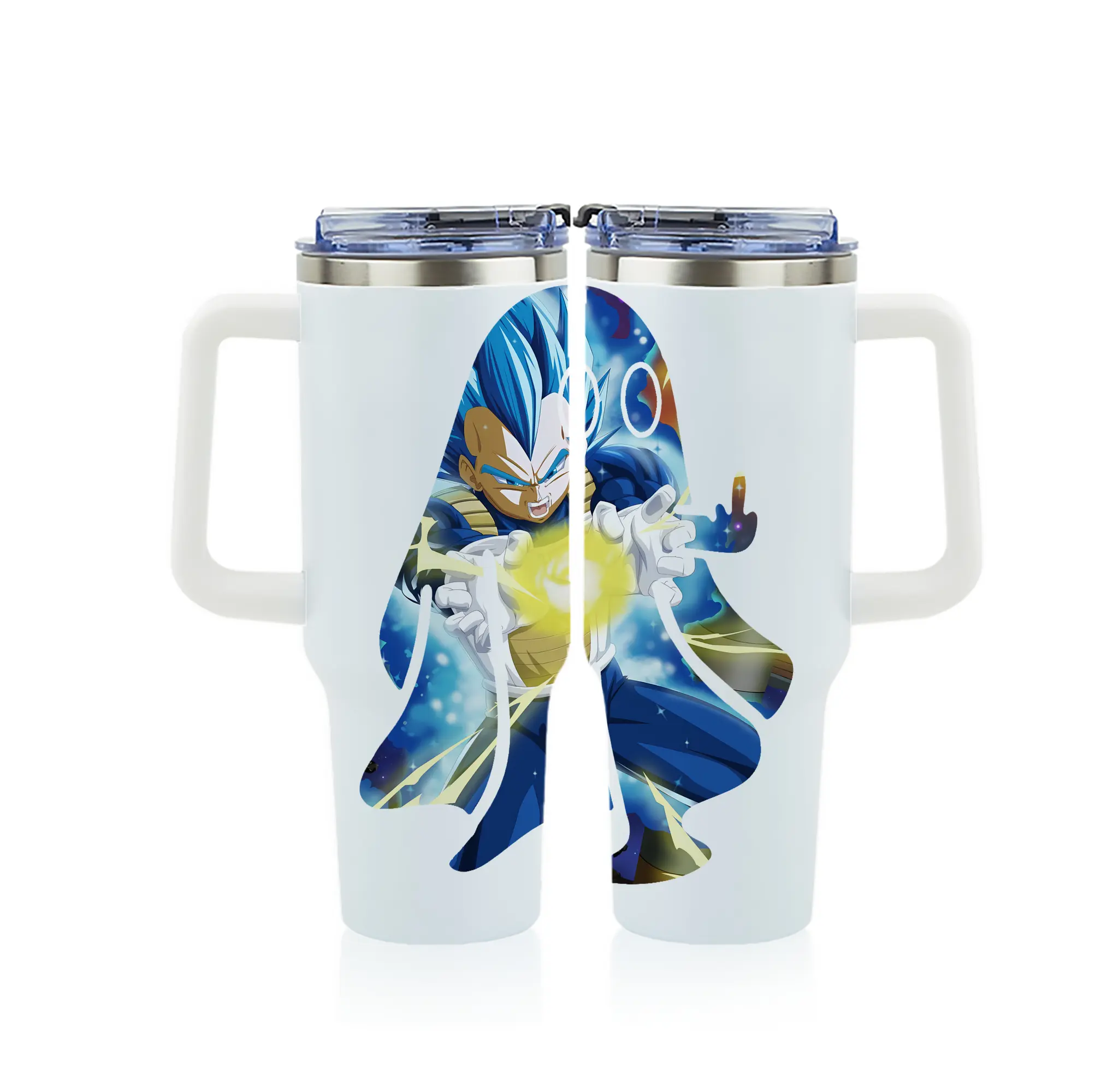 ドラゴンボール グッズ ベジータ - 1200mL フルプリント車用タンブラー ・ 304ステンレス 内側 ・ 201ステンレス 外側 ・ 保温 保冷 ・ 通勤 ドライブ アウトドア用