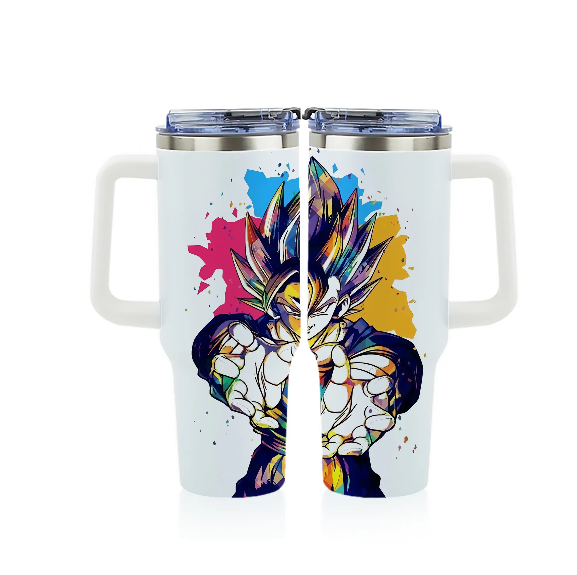 ドラゴンボール グッズ ベジータ - 1200mL フルプリント車用タンブラー ・ 304ステンレス 内側 ・ 201ステンレス 外側 ・ 保温 保冷 ・ 通勤 ドライブ アウトドア用