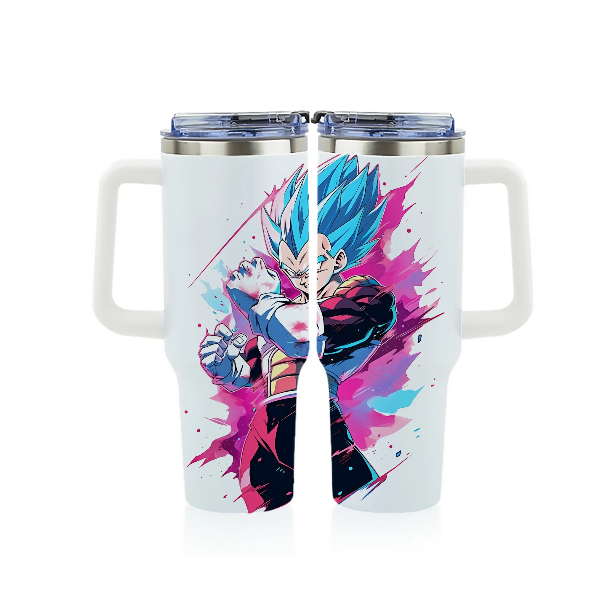 ドラゴンボール グッズ ベジータ - 1200mL フルプリント車用タンブラー ・ 304ステンレス 内側 ・ 201ステンレス 外側 ・ 保温 保冷 ・ 通勤 ドライブ アウトドア用