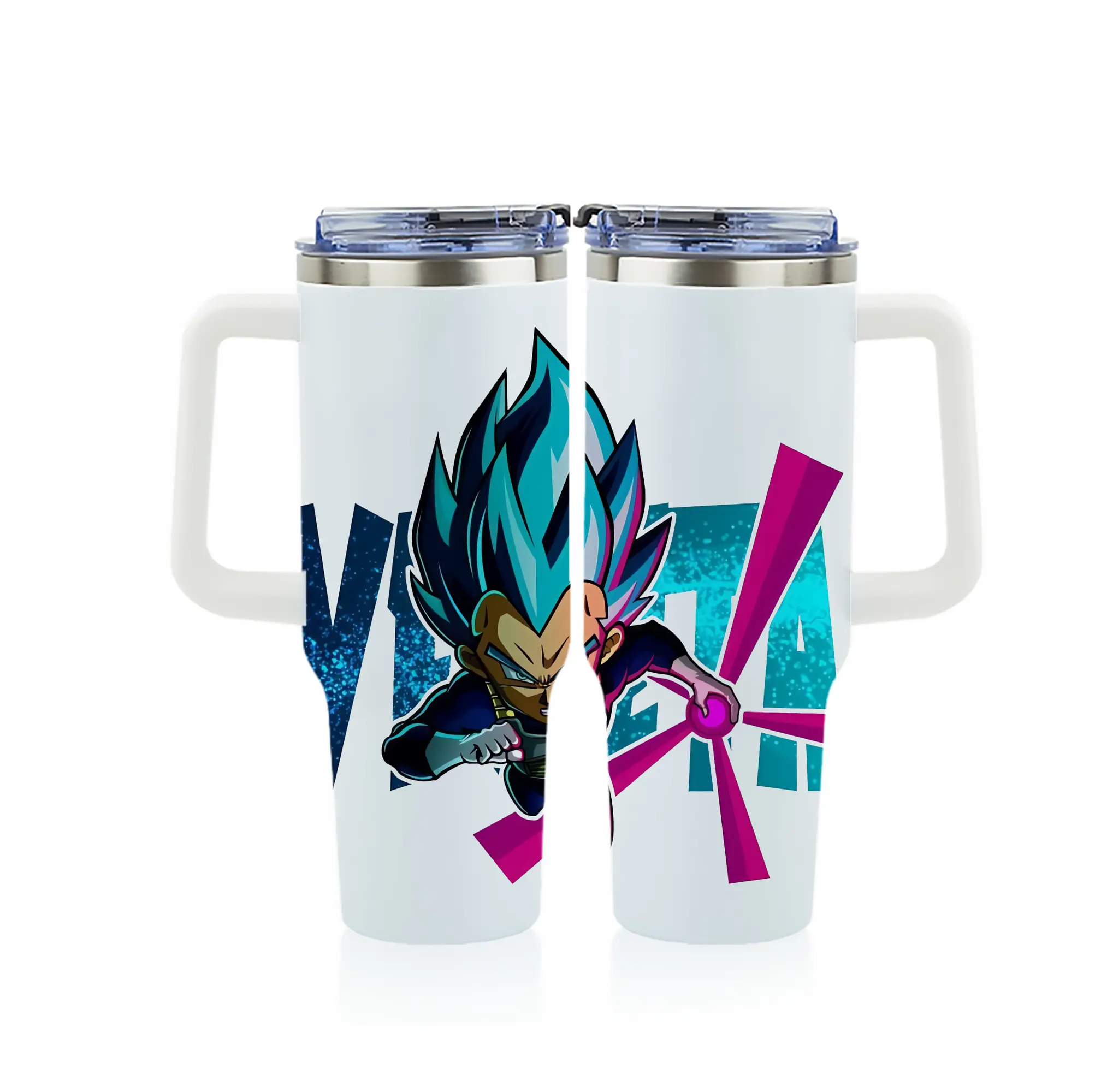 ドラゴンボール グッズ ベジータ - 1200mL フルプリント車用タンブラー ・ 304ステンレス 内側 ・ 201ステンレス 外側 ・ 保温 保冷 ・ 通勤 ドライブ アウトドア用