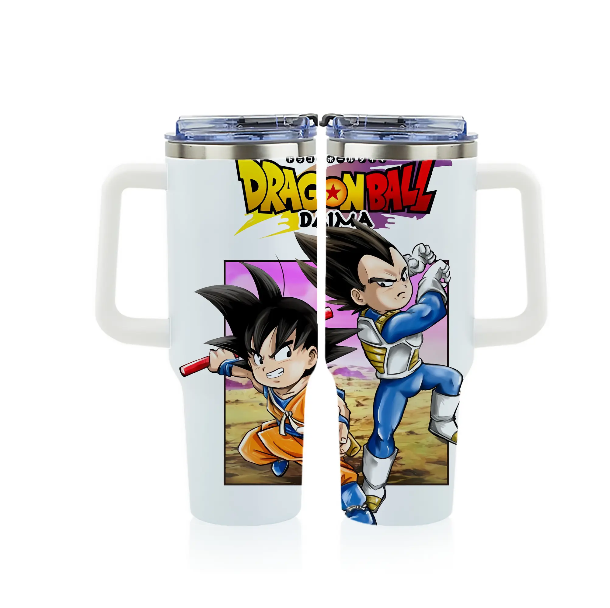 ドラゴンボール グッズ ベジータ - 1200mL フルプリント車用タンブラー ・ 304ステンレス 内側 ・ 201ステンレス 外側 ・ 保温 保冷 ・ 通勤 ドライブ アウトドア用