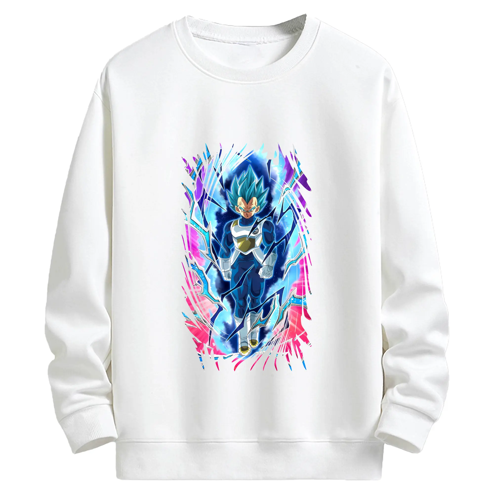 ドラゴンボール グッズ ベジータ - キッズ クルーネックスウェットシャツ ・ フロントプリント ・ 綿80％ ポリエステル20％ ・ 快適 通学 スポーツ 日常使い お散歩用