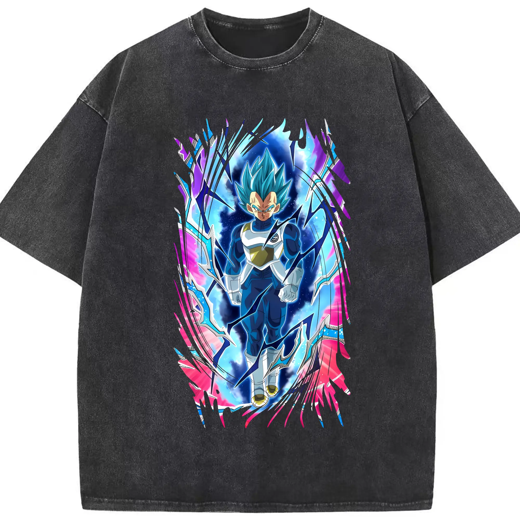 ドラゴンボール グッズ ベジータ - 綿100％ ヴィンテージ風 半袖Tシャツ ・ フロントプリント ・ 柔らか肌触り ・ 通気性 快適 ・ スポーツ カジュアル 外出用
