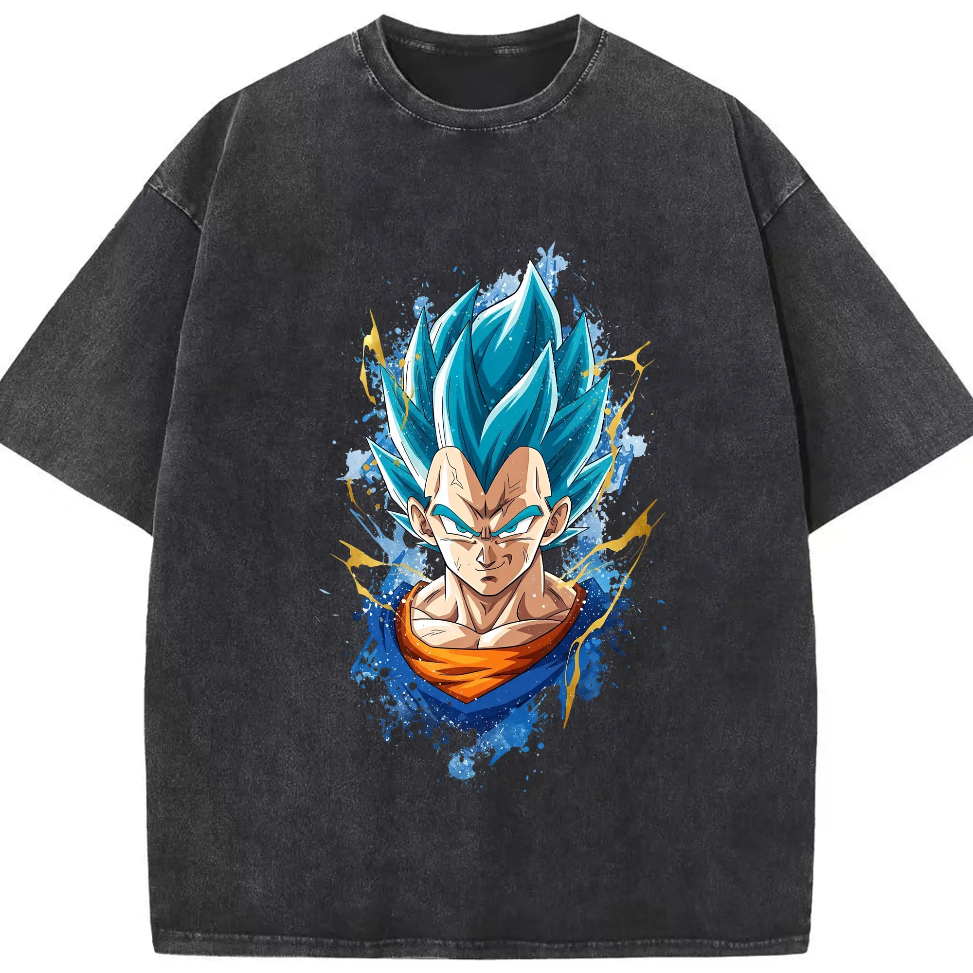 ドラゴンボール グッズ ベジータ - 綿100％ ヴィンテージ風 半袖Tシャツ ・ フロントプリント ・ 柔らか肌触り ・ 通気性 快適 ・ スポーツ カジュアル 外出用