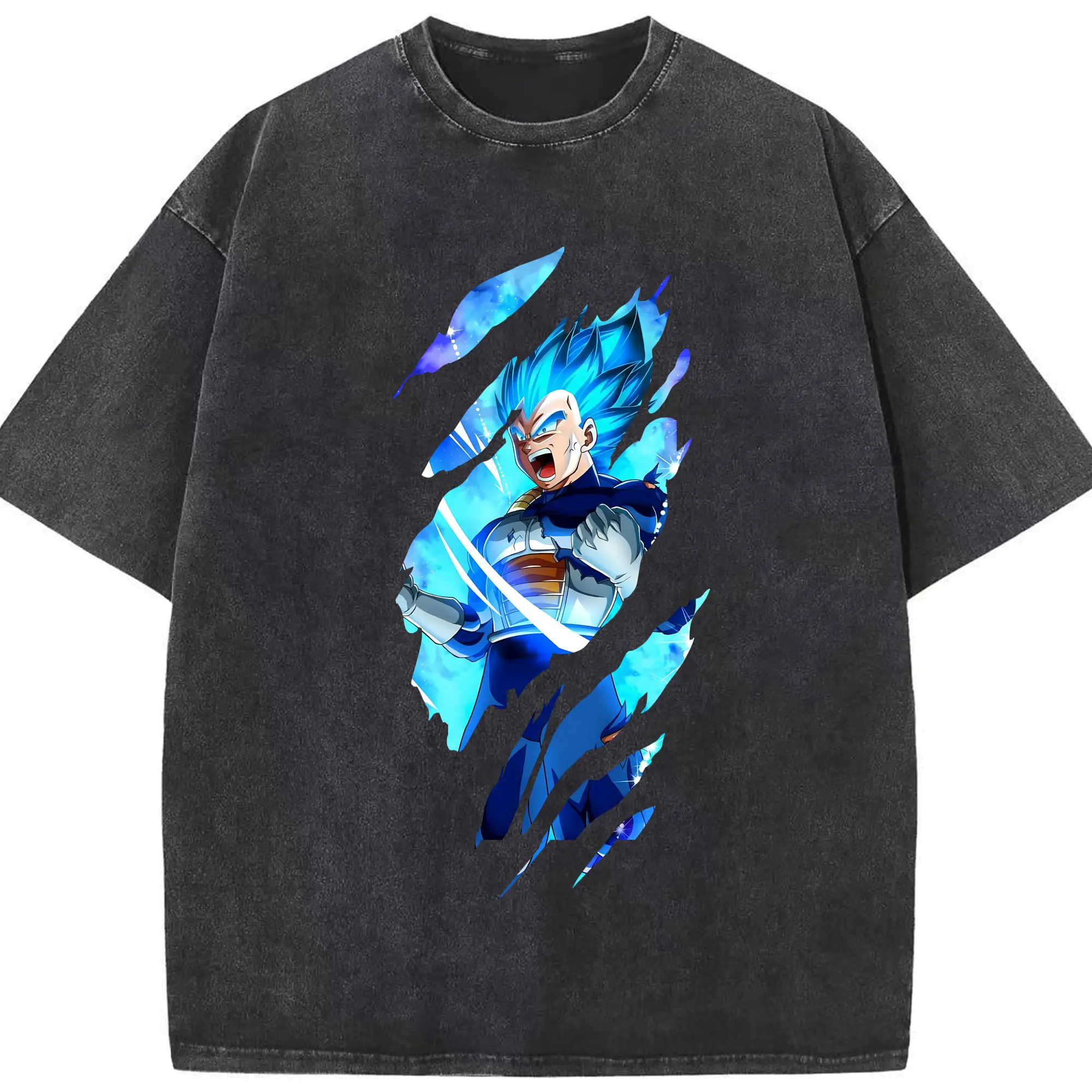 ドラゴンボール グッズ ベジータ - 綿100％ ヴィンテージ風 半袖Tシャツ ・ フロントプリント ・ 柔らか肌触り ・ 通気性 快適 ・ スポーツ カジュアル 外出用