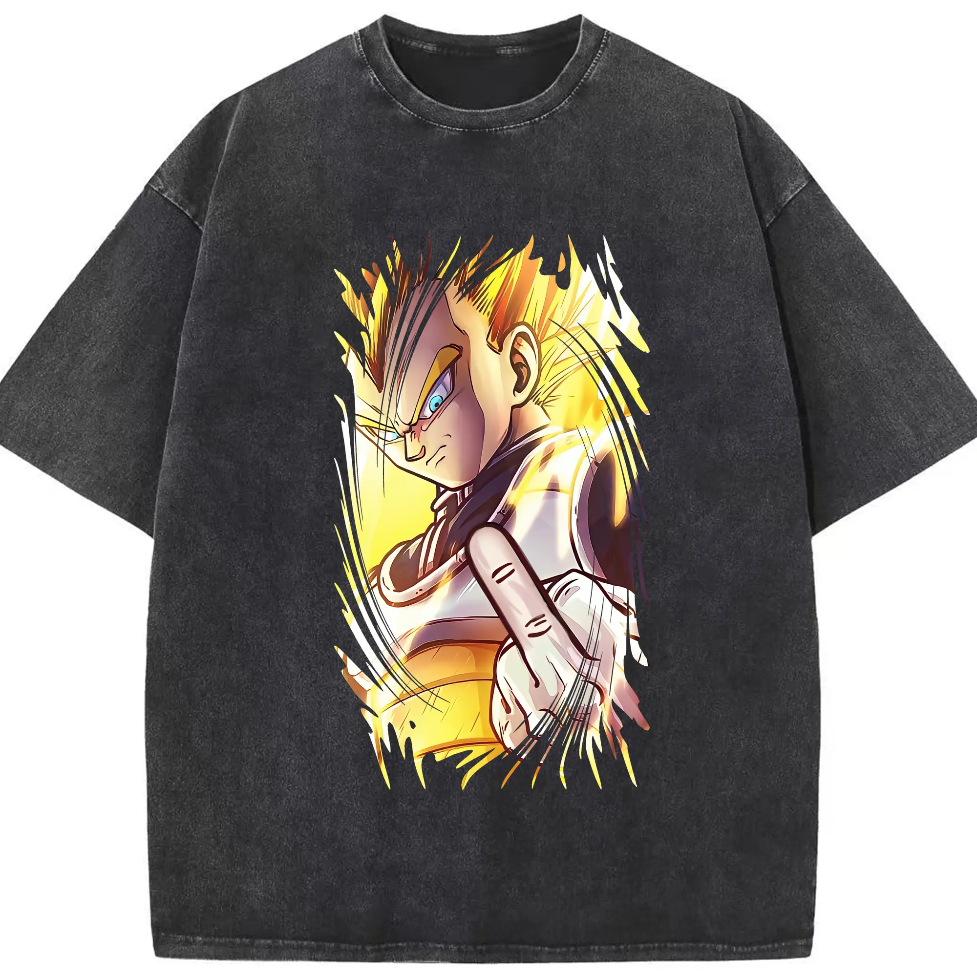 ドラゴンボール グッズ ベジータ - 綿100％ ヴィンテージ風 半袖Tシャツ ・ フロントプリント ・ 柔らか肌触り ・ 通気性 快適 ・ スポーツ カジュアル 外出用