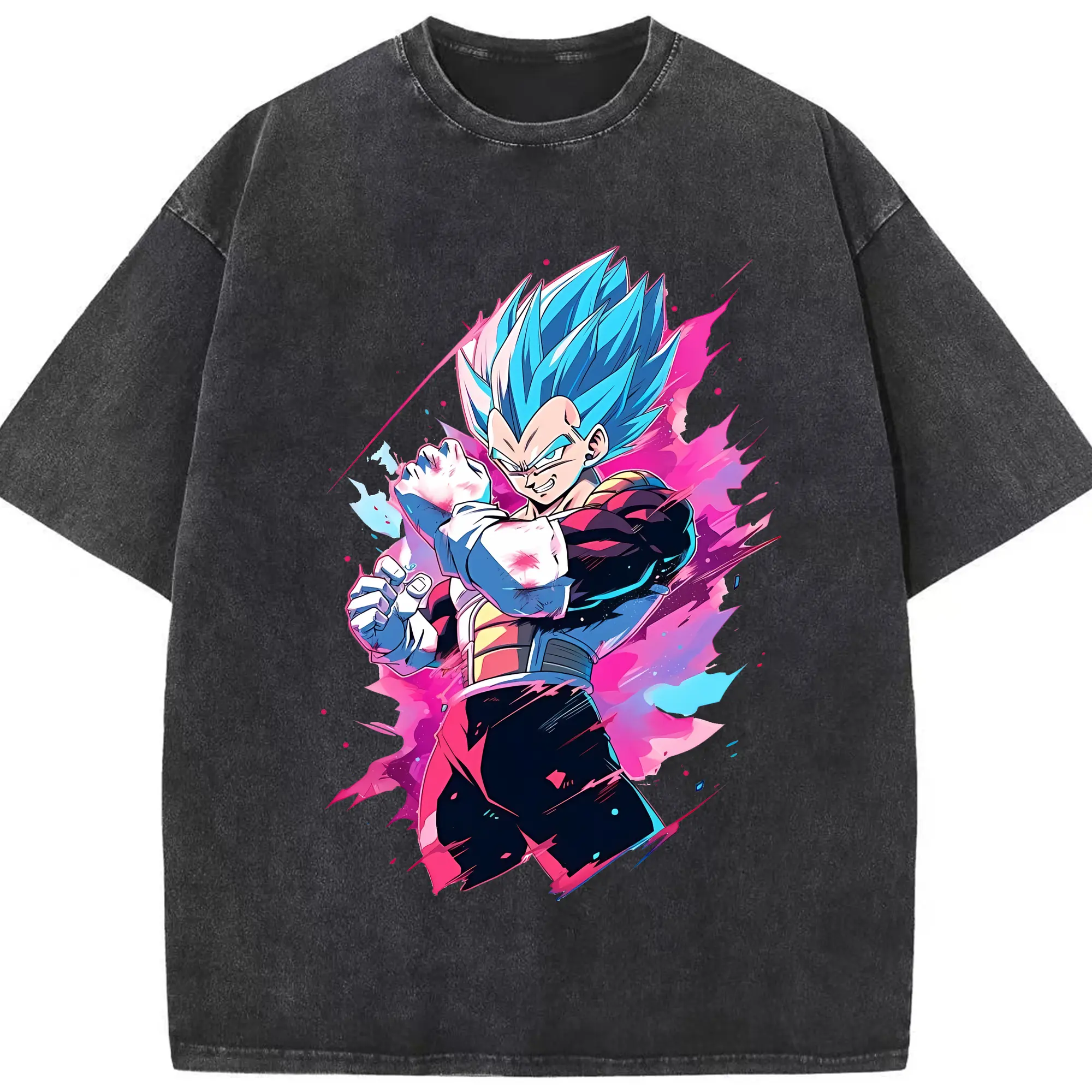 ドラゴンボール グッズ ベジータ - 綿100％ ヴィンテージ風 半袖Tシャツ ・ フロントプリント ・ 柔らか肌触り ・ 通気性 快適 ・ スポーツ カジュアル 外出用