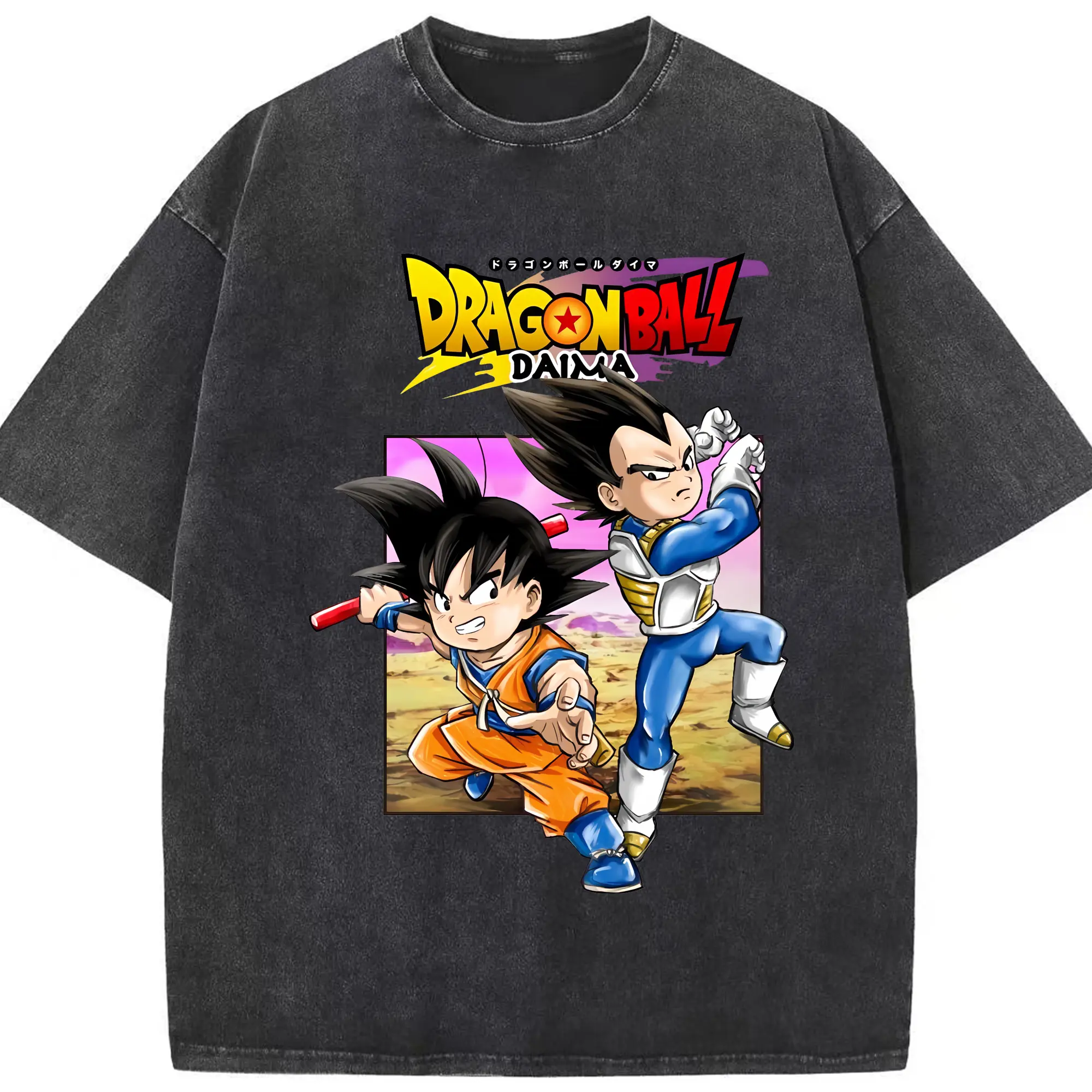 ドラゴンボール グッズ ベジータ - 綿100％ ヴィンテージ風 半袖Tシャツ ・ フロントプリント ・ 柔らか肌触り ・ 通気性 快適 ・ スポーツ カジュアル 外出用