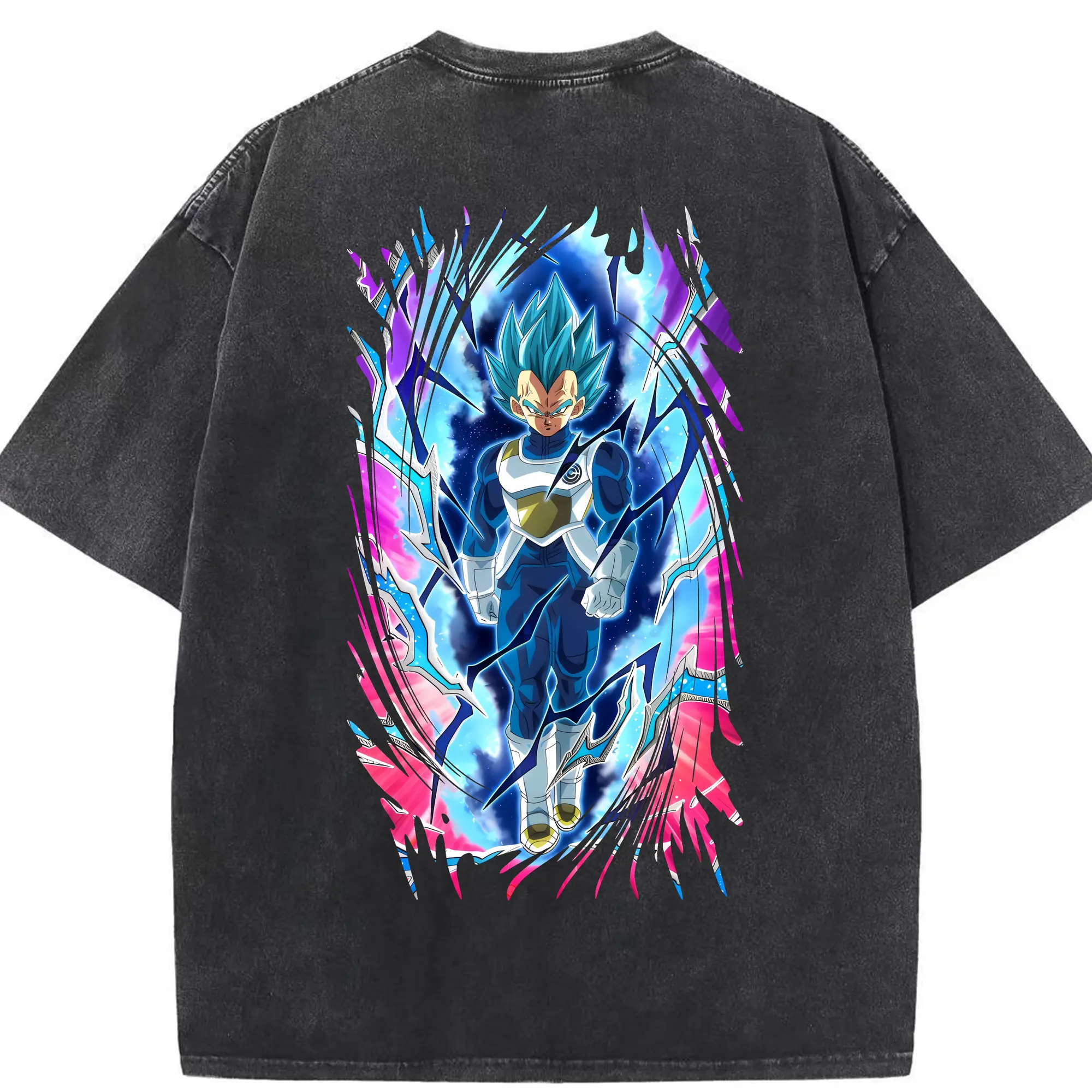ドラゴンボール グッズ ベジータ - 綿100％ ヴィンテージ風 半袖Tシャツ ・ 背面プリント ・ 柔らか肌触り ・ 通気性 快適 ・ スポーツ カジュアル 外出用