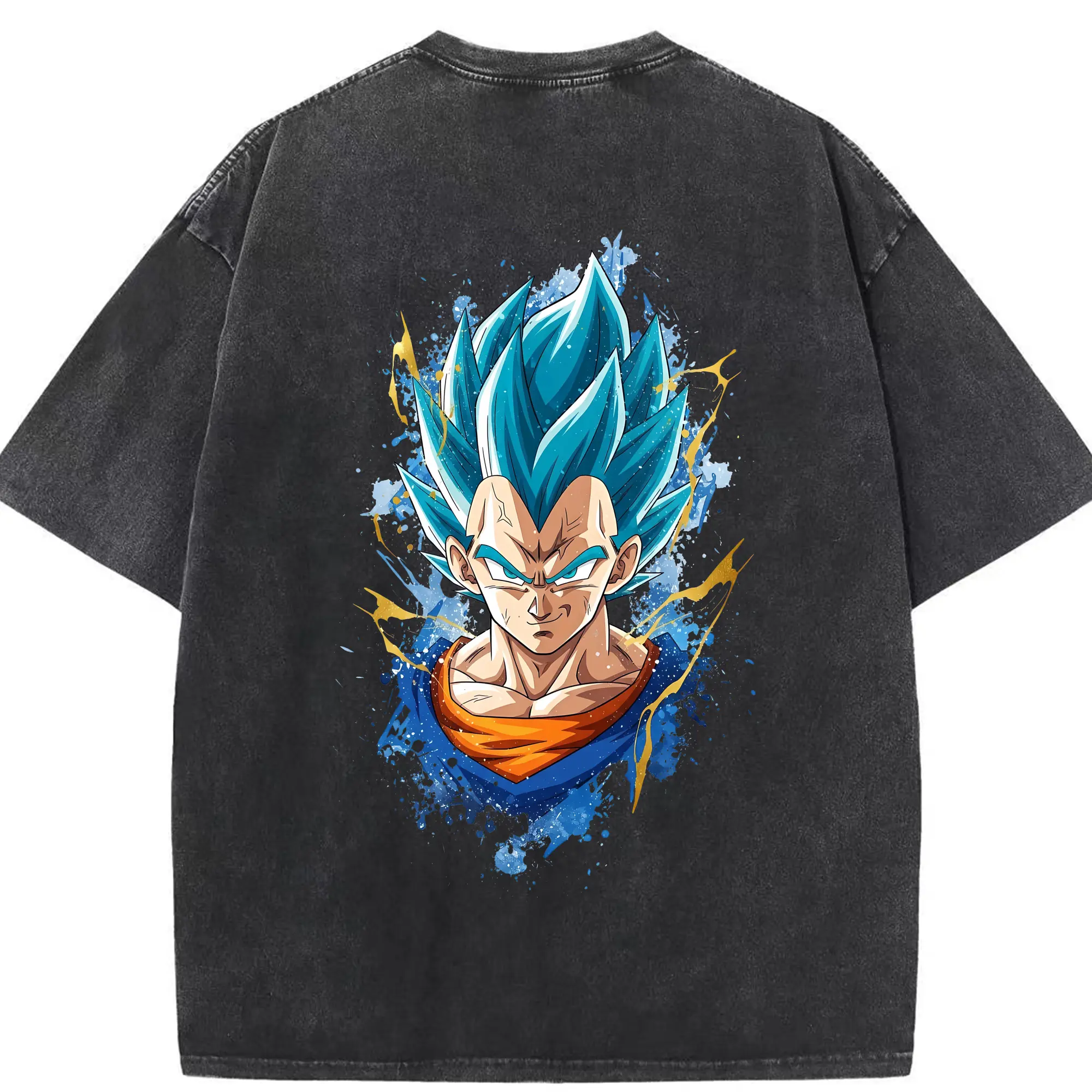 ドラゴンボール グッズ ベジータ - 綿100％ ヴィンテージ風 半袖Tシャツ ・ 背面プリント ・ 柔らか肌触り ・ 通気性 快適 ・ スポーツ カジュアル 外出用