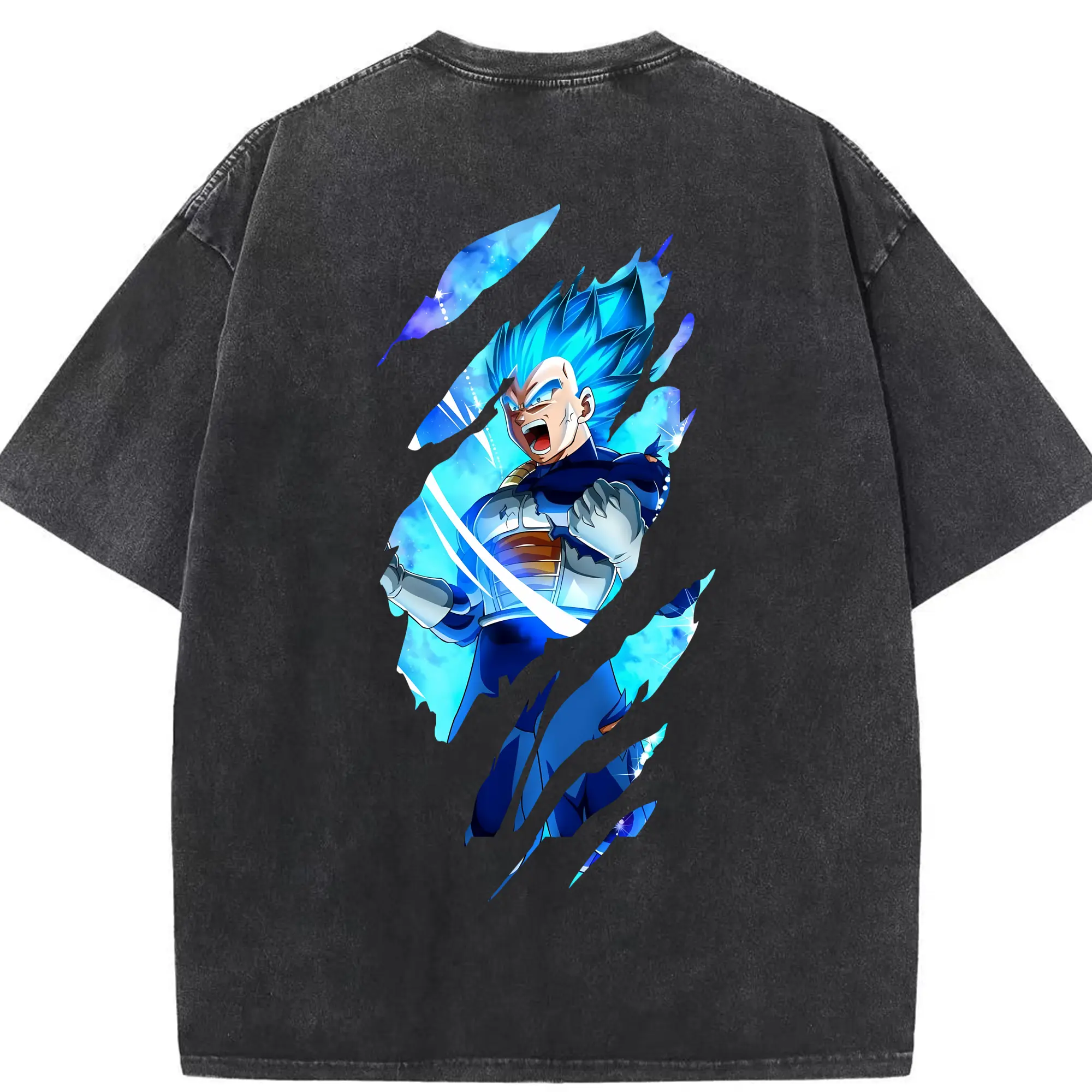 ドラゴンボール グッズ ベジータ - 綿100％ ヴィンテージ風 半袖Tシャツ ・ 背面プリント ・ 柔らか肌触り ・ 通気性 快適 ・ スポーツ カジュアル 外出用